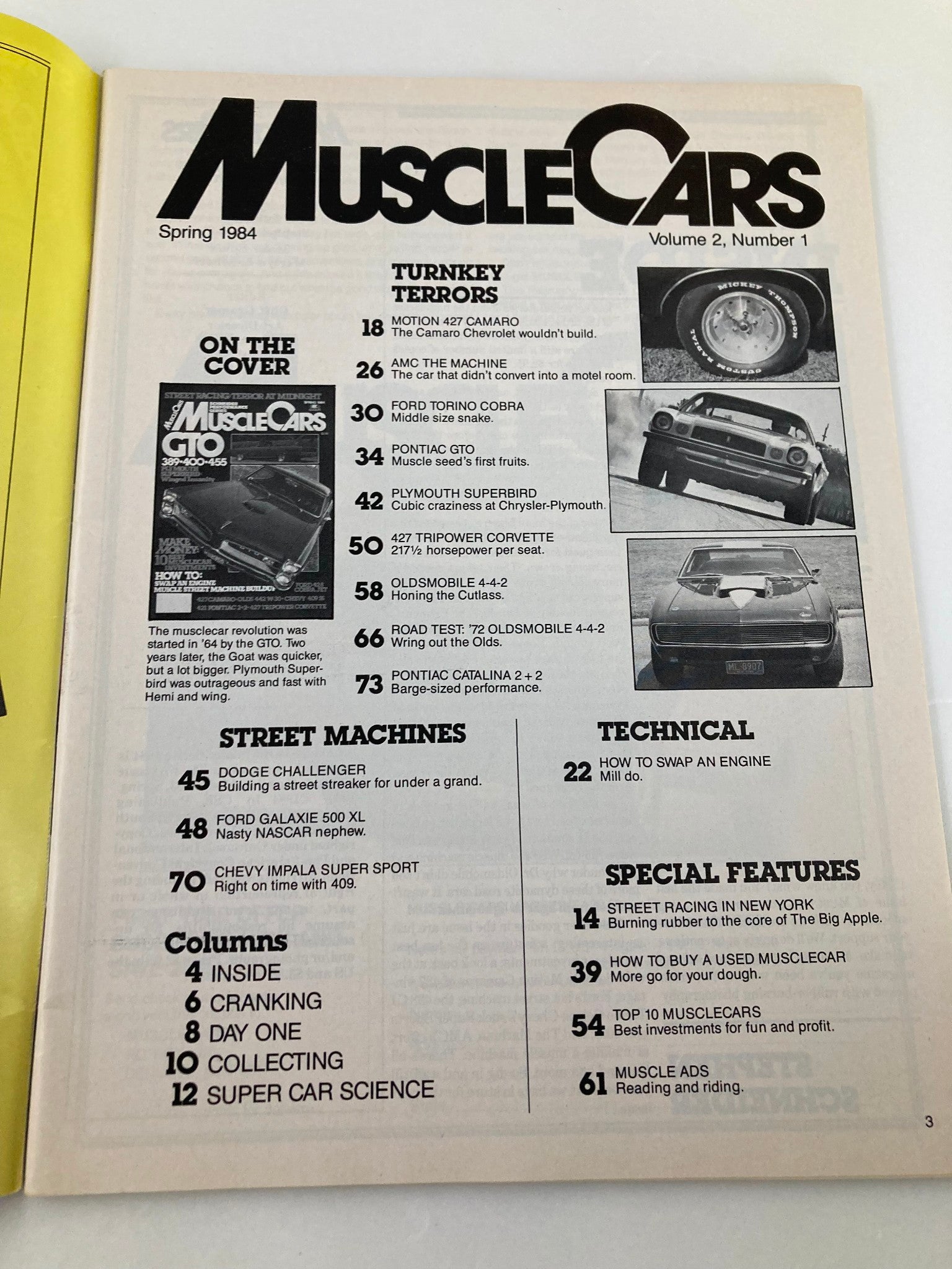 VTG Muscle Cars Magazine Spring 1984 Vol 2 #1 GTO 389 - 400 - 455 No Label