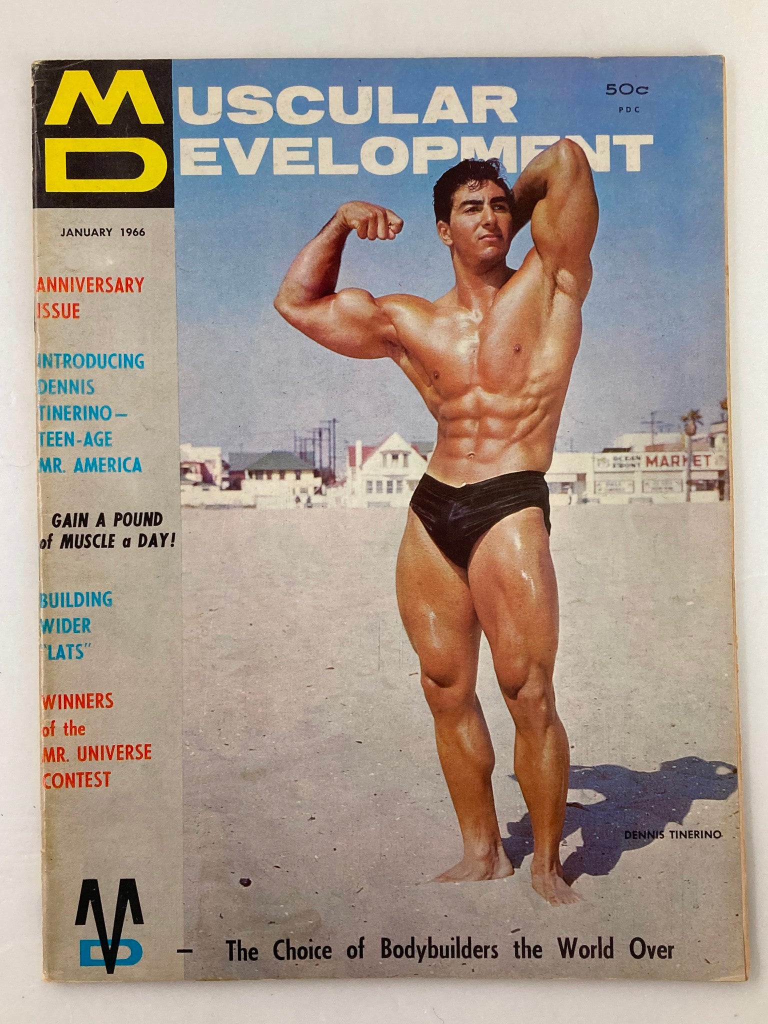 VTG Muscular Development Magazine January 1966 Dennis Tinerino No Label