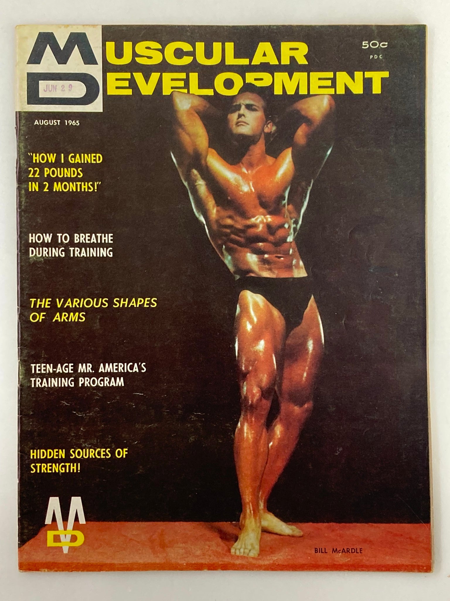 VTG Muscular Development Magazine August 1965 Vol 2 #8 Bill McArdle No Label