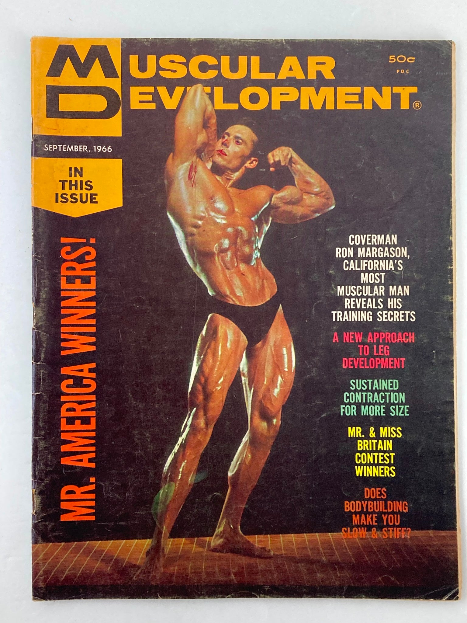 VTG Muscular Development Magazine September 1966 Vol 3 #9 Ron Margason No Label