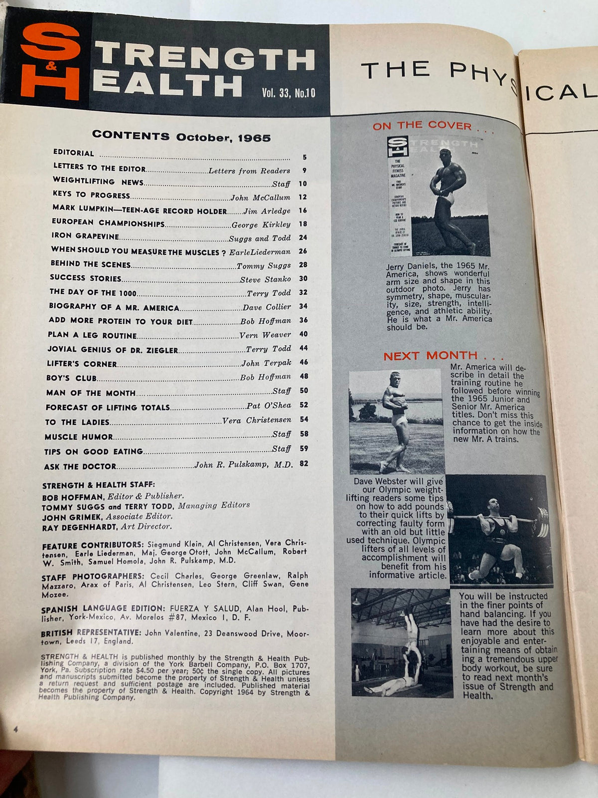 Strength & Health Magazine Oct 1965 Vintage