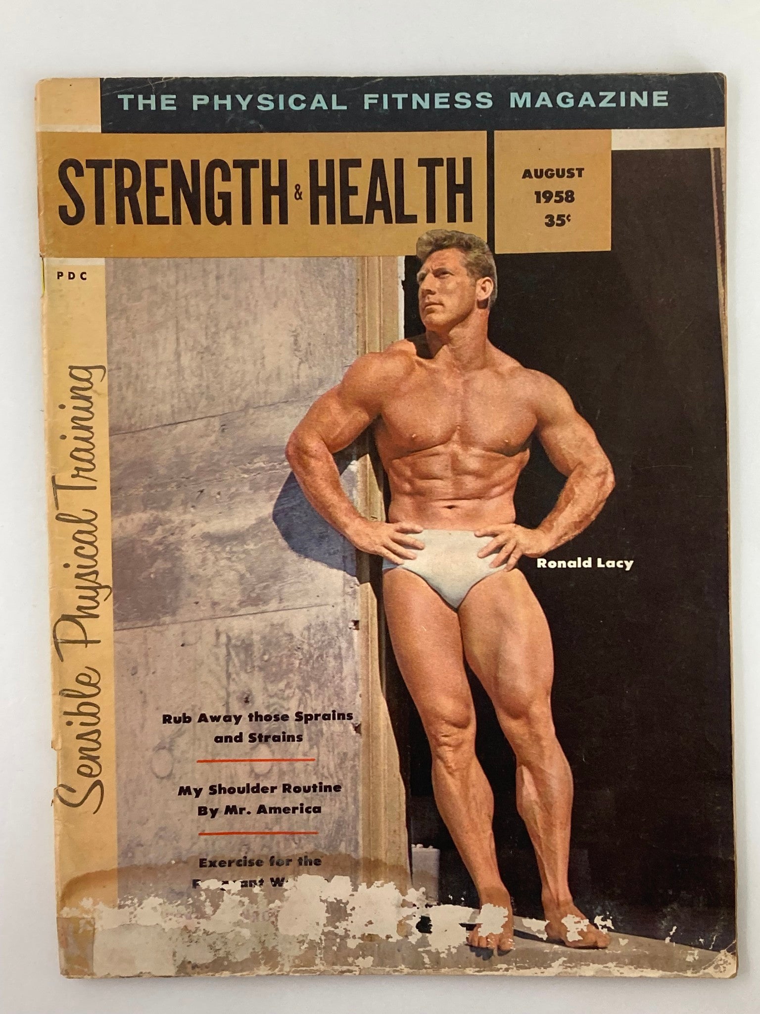 VTG Strength & Health Magazine August 1958 Ronald Lacy Cover No Label