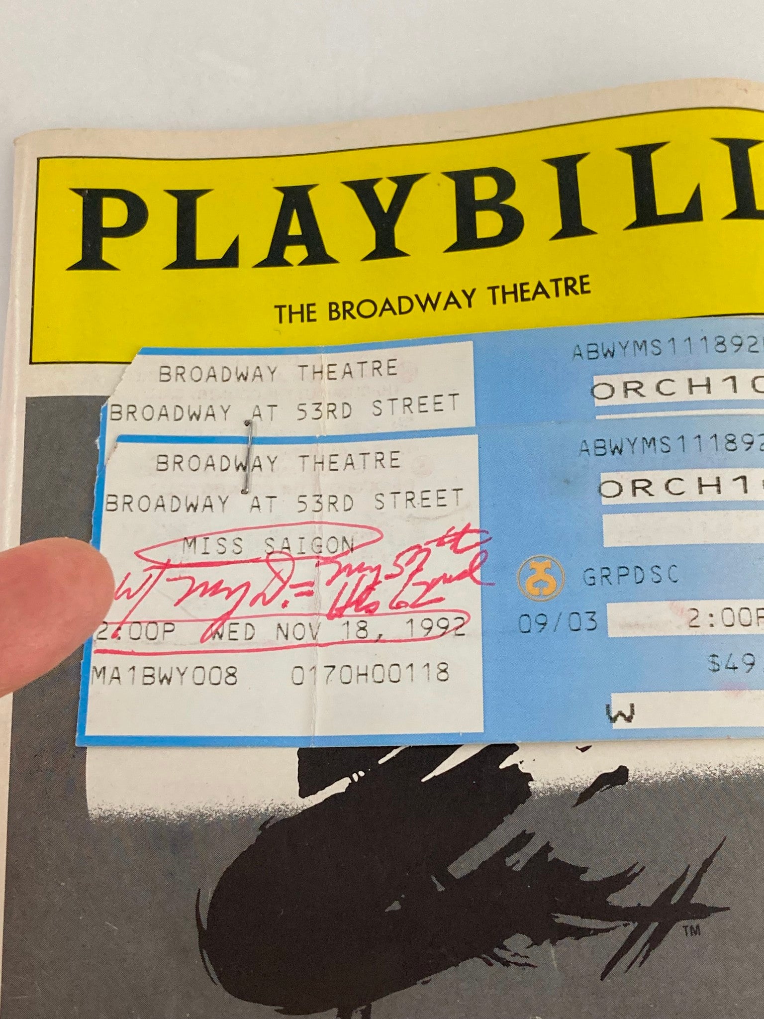 1992 Playbill Broadway Theatre Herman Sebek, Leila Florentino in Miss Saigon