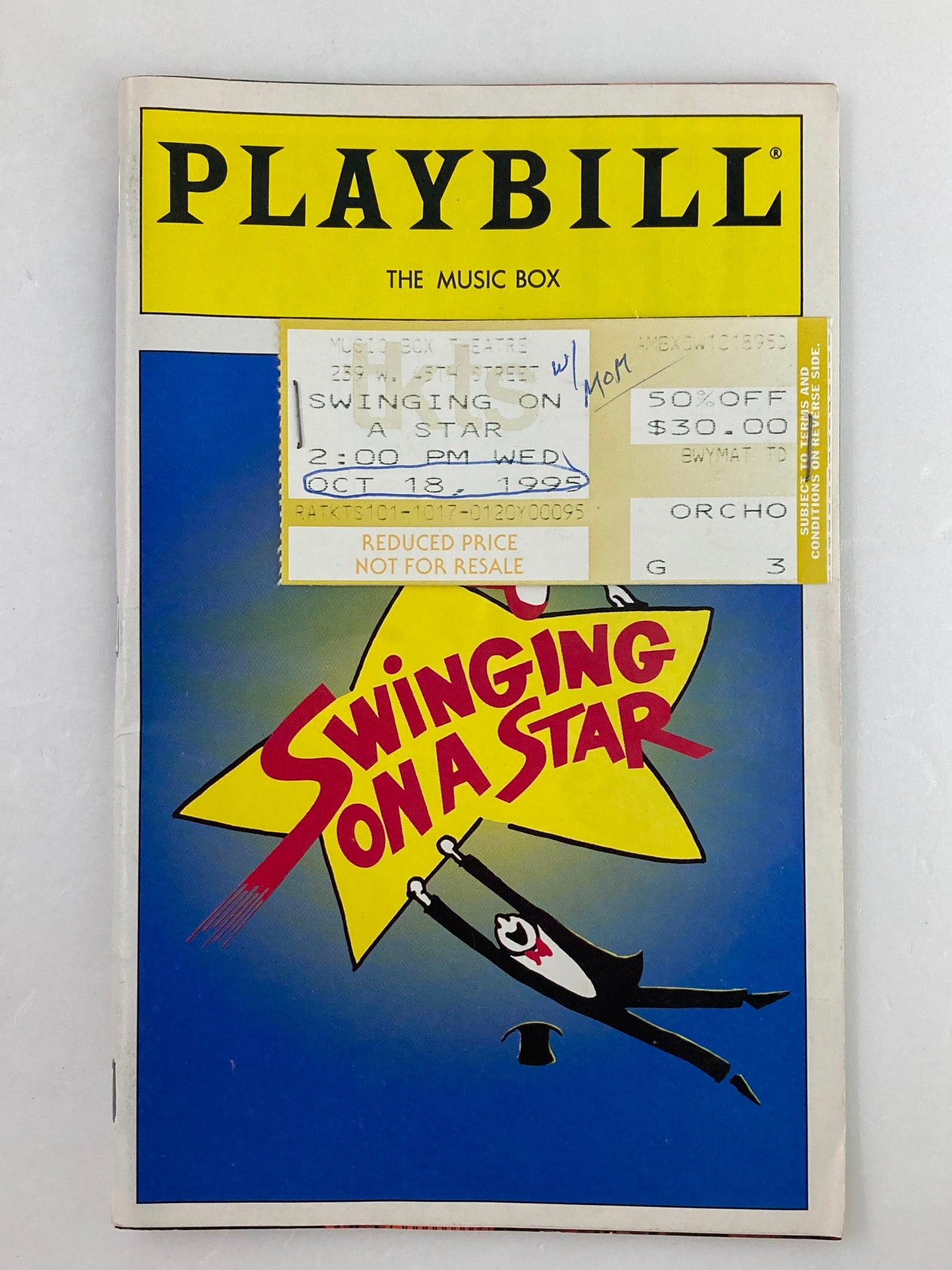 1995 Playbill The Music Box Johnny Burke, Joe Bushkin in Swinging On A Star