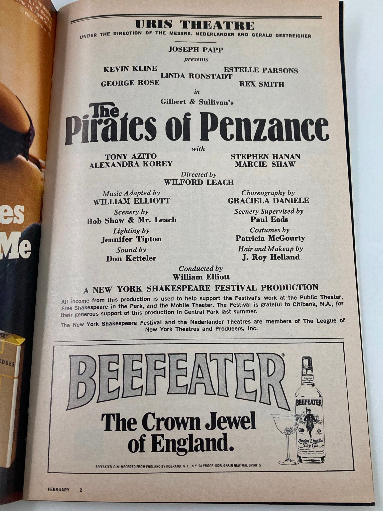 1981 Playbill Uris Theatre Tony Azto, Stephen Hanan in The Pirates of Penzance