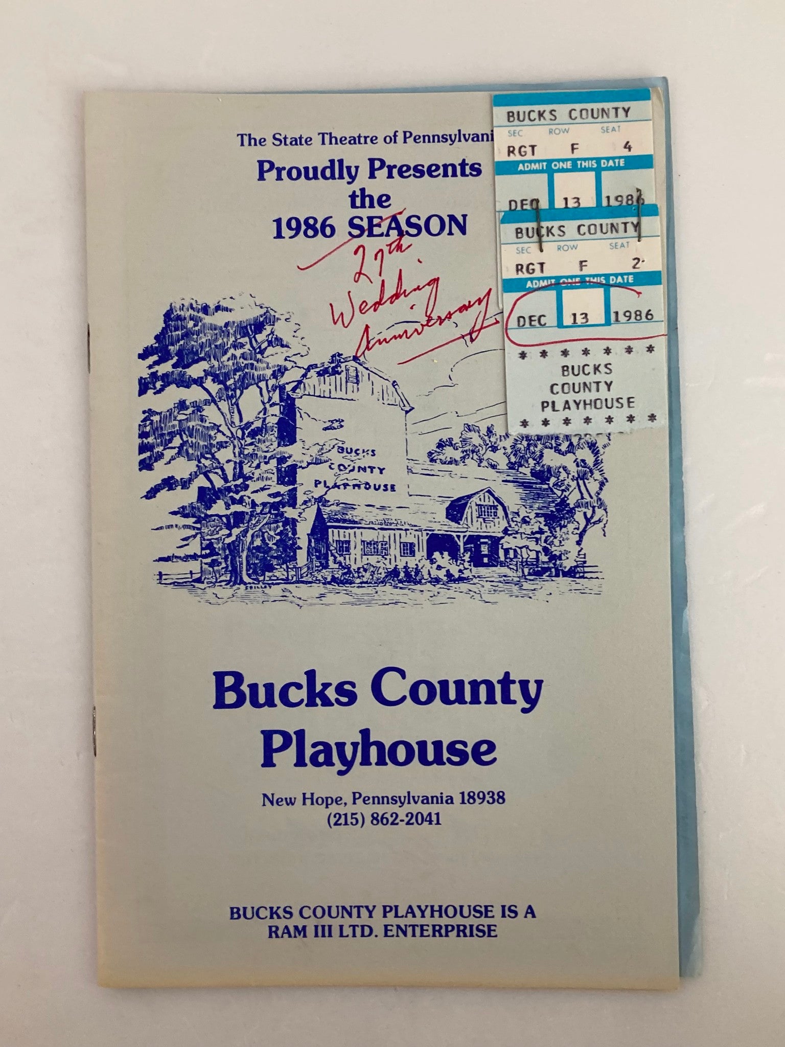 1986 Bucks County Playhouse Program Presents Godspell and Carousel