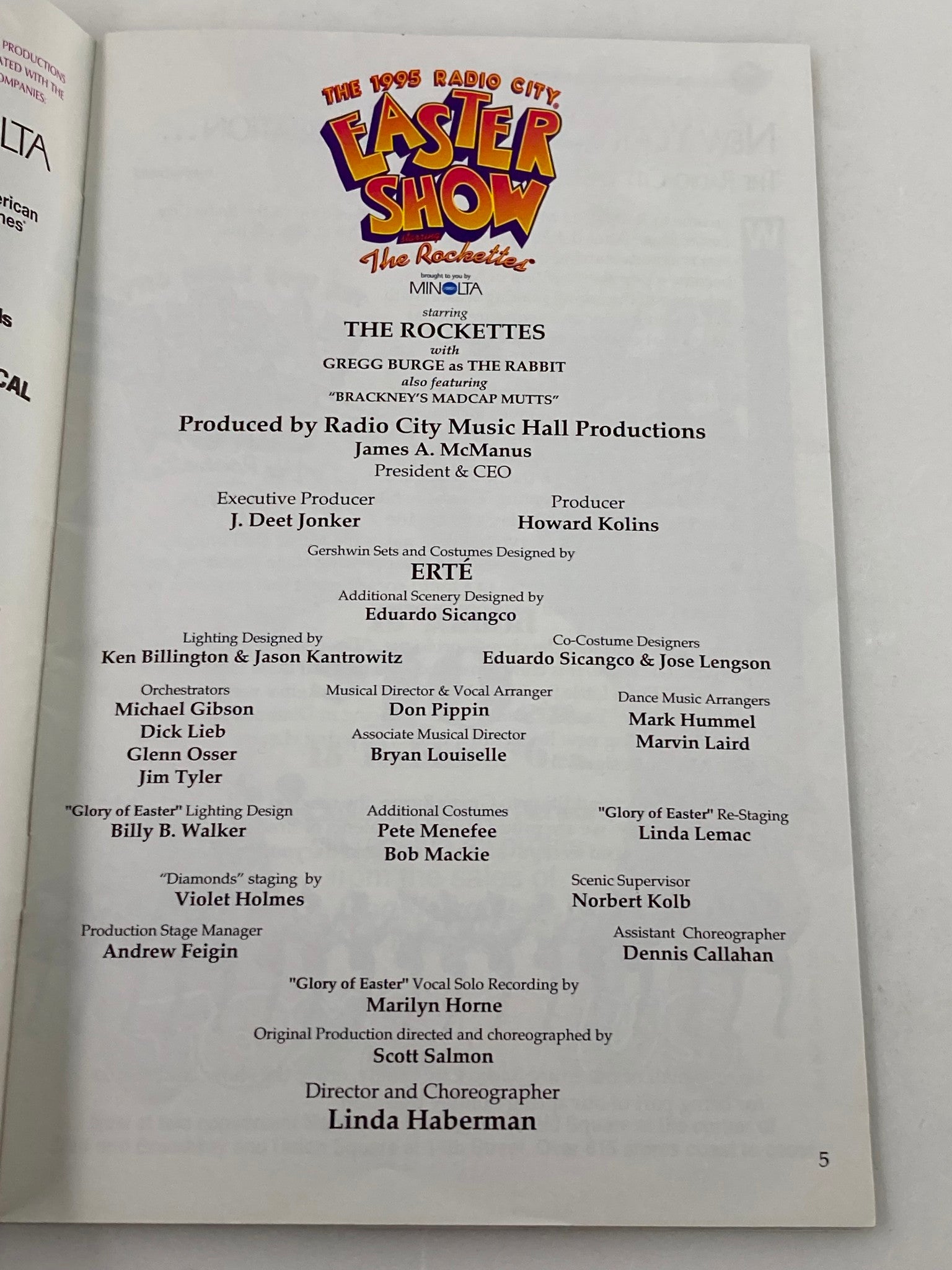 1995 Radio City Music Hall The Rockettes & Gregg Burge in Easter Show