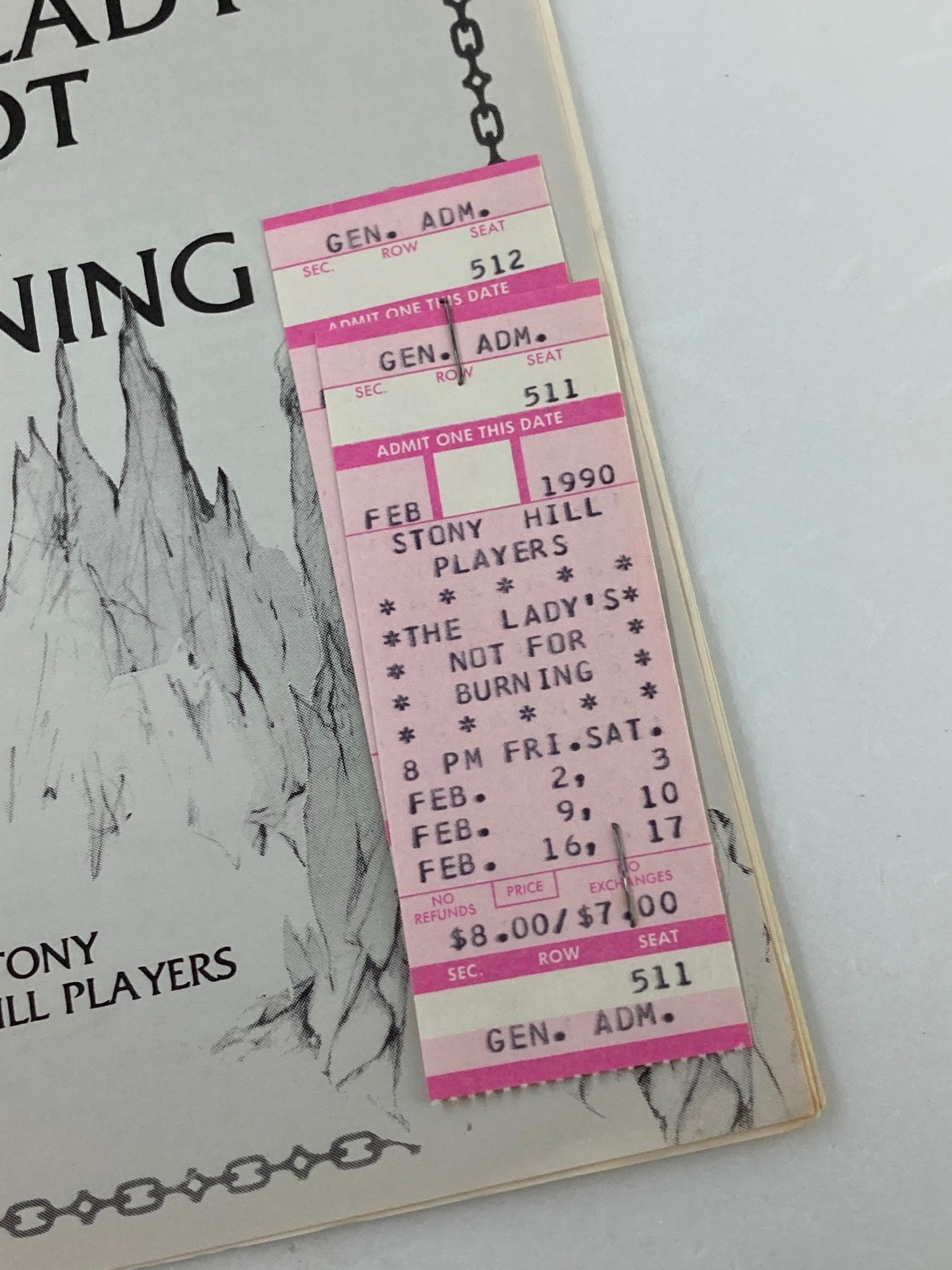 1990 Stony Hill Players Program Christopher Fry's The Lady's Not For Burning