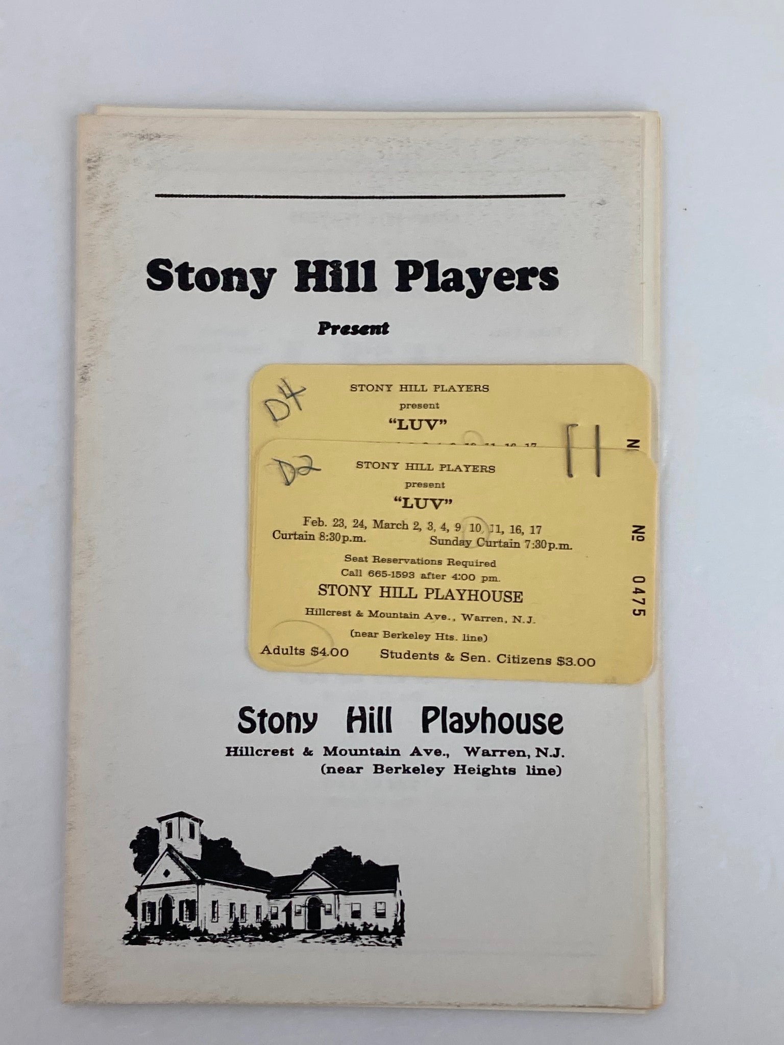 1978-1979 Stony Hill Players Presents Doug Eaton in Luv by Murray Schisgal