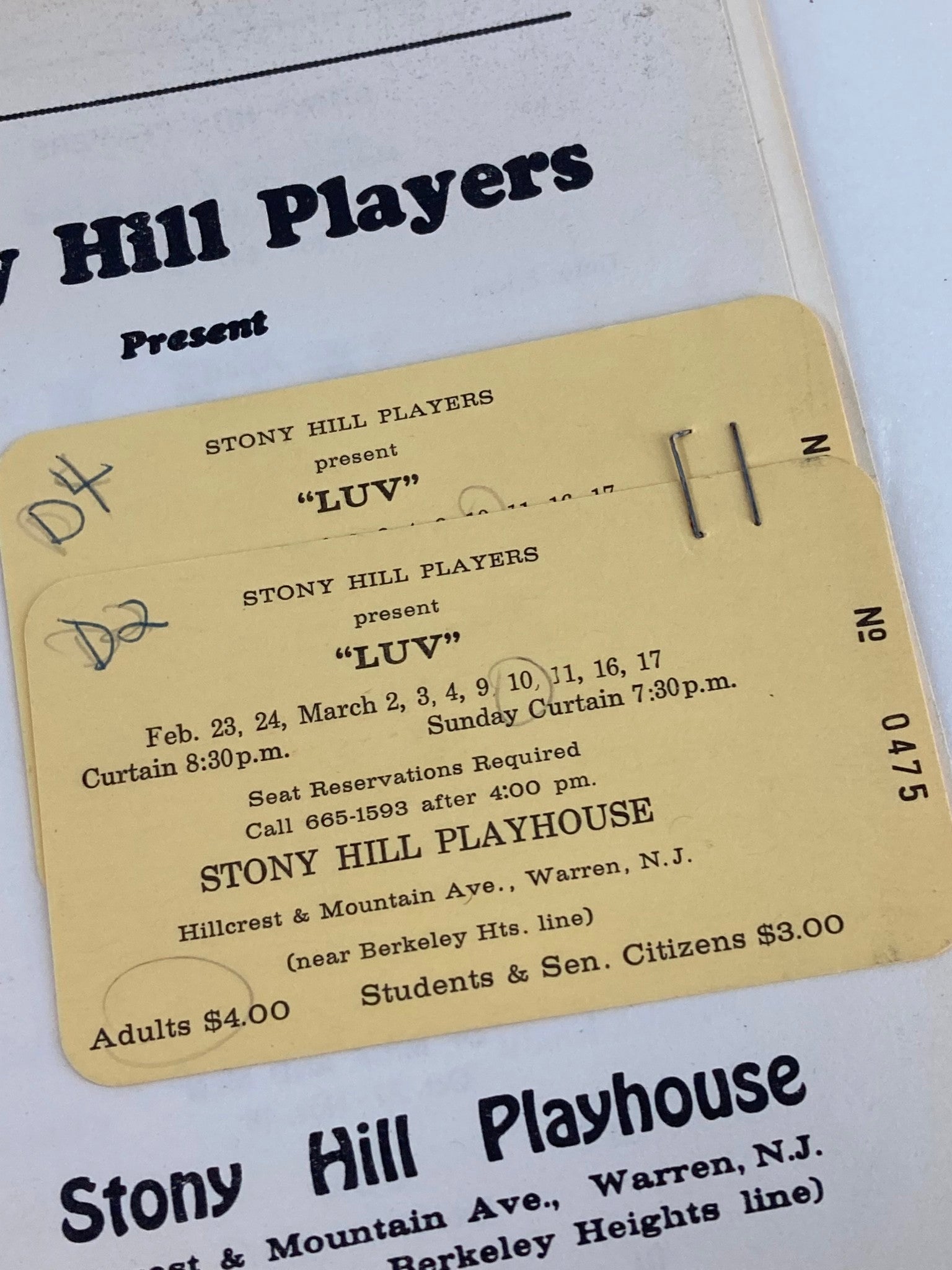 1978-1979 Stony Hill Players Presents Doug Eaton in Luv by Murray Schisgal