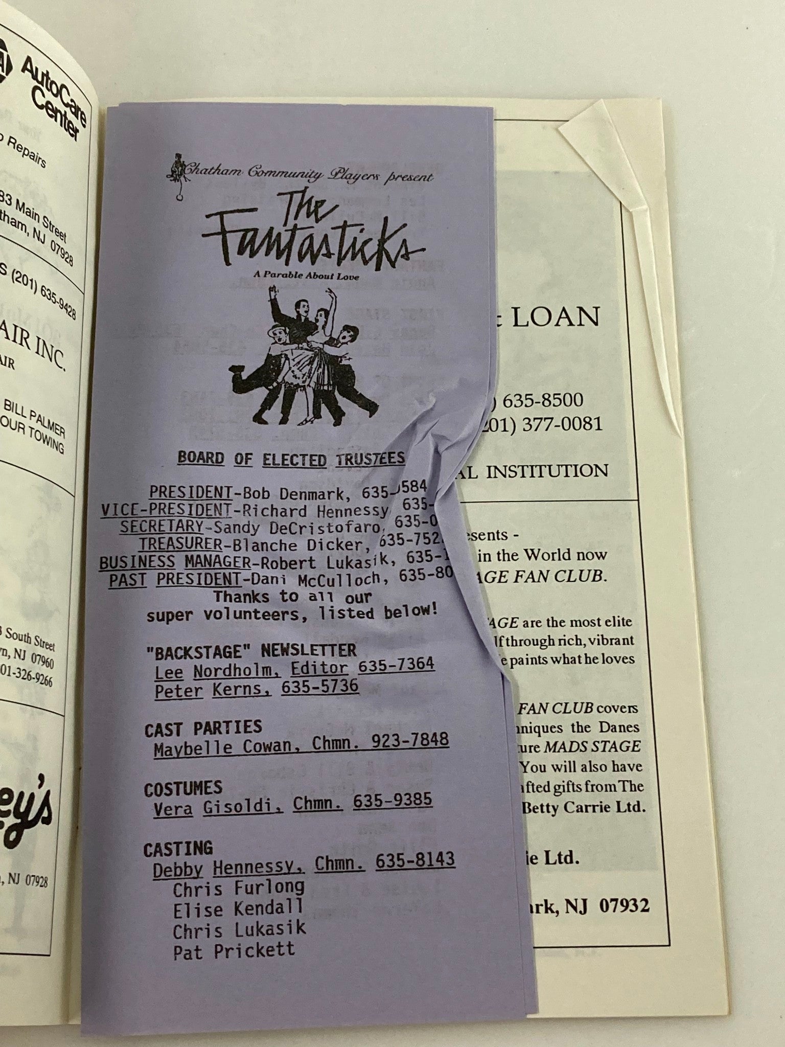 1993 The Chatham Community Players The Fantasticks A Parable About Love