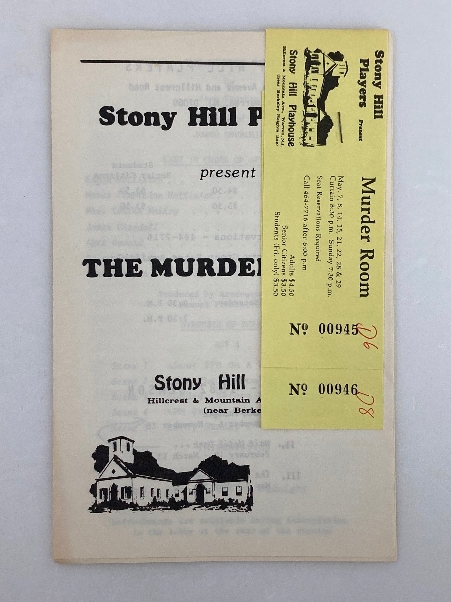 1981-1982 Stony Hill Players Present The Murder Room & South Pacific