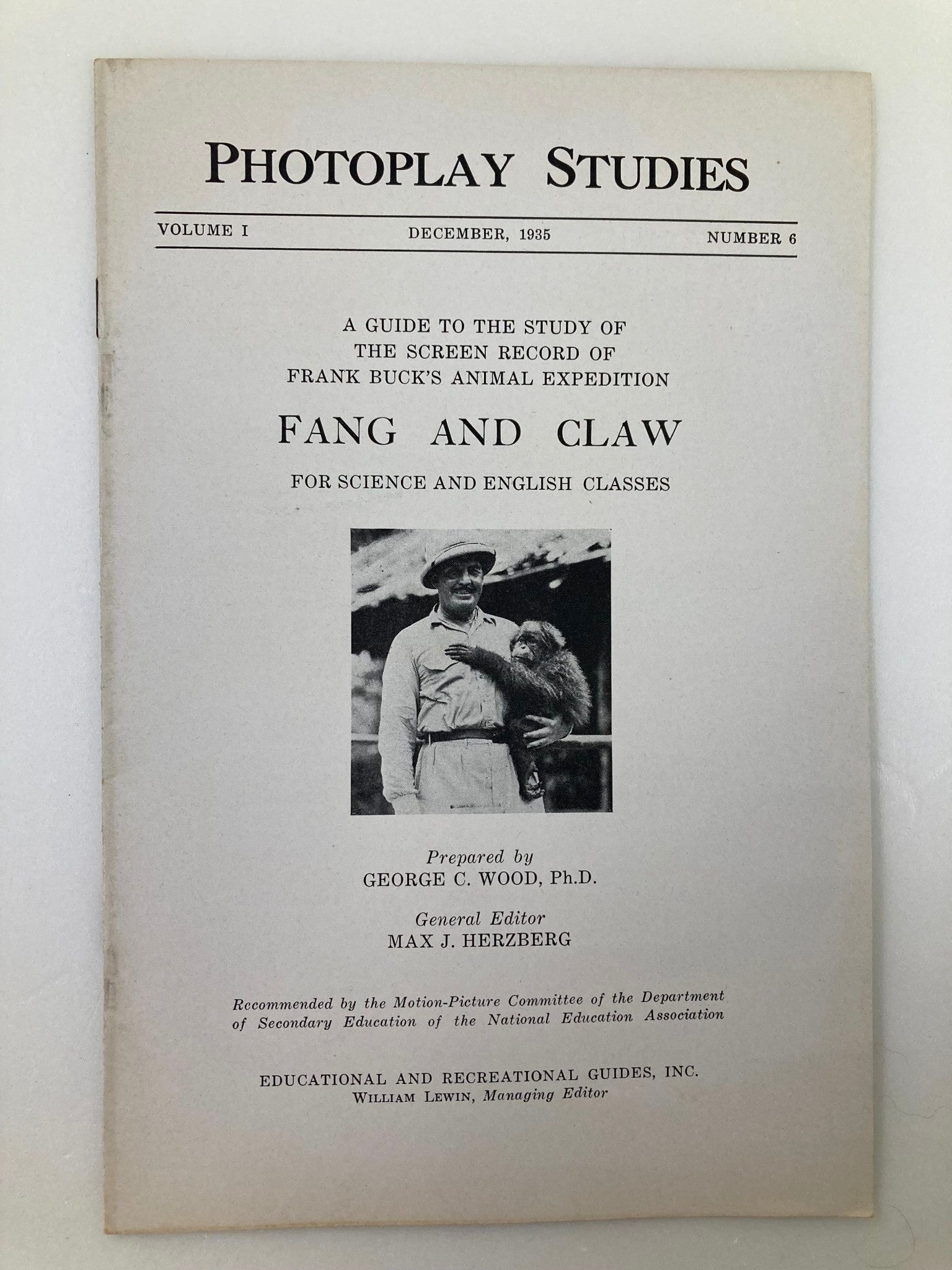 1935 Photoplay Studies Program Vol 1 #6 Fang and Claw by George C. Wood