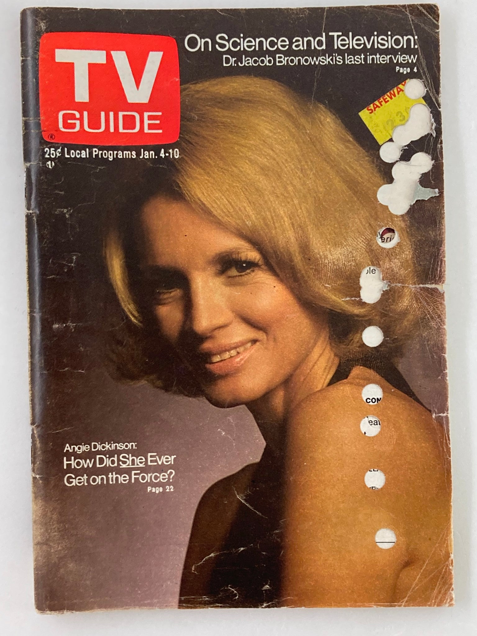 TV Guide Magazine January 4 1975 #1136 Angie Dickinson Portland Edition No Label