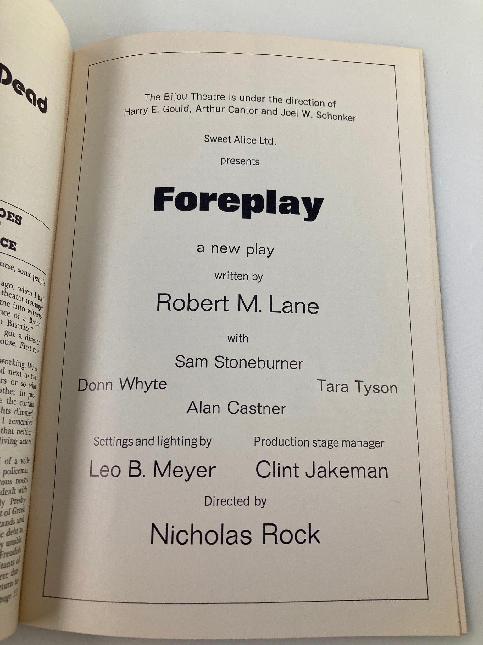 1970 Playfare The Bijou Theatre Sam Stoneburner, Donn Whyte in Foreplay