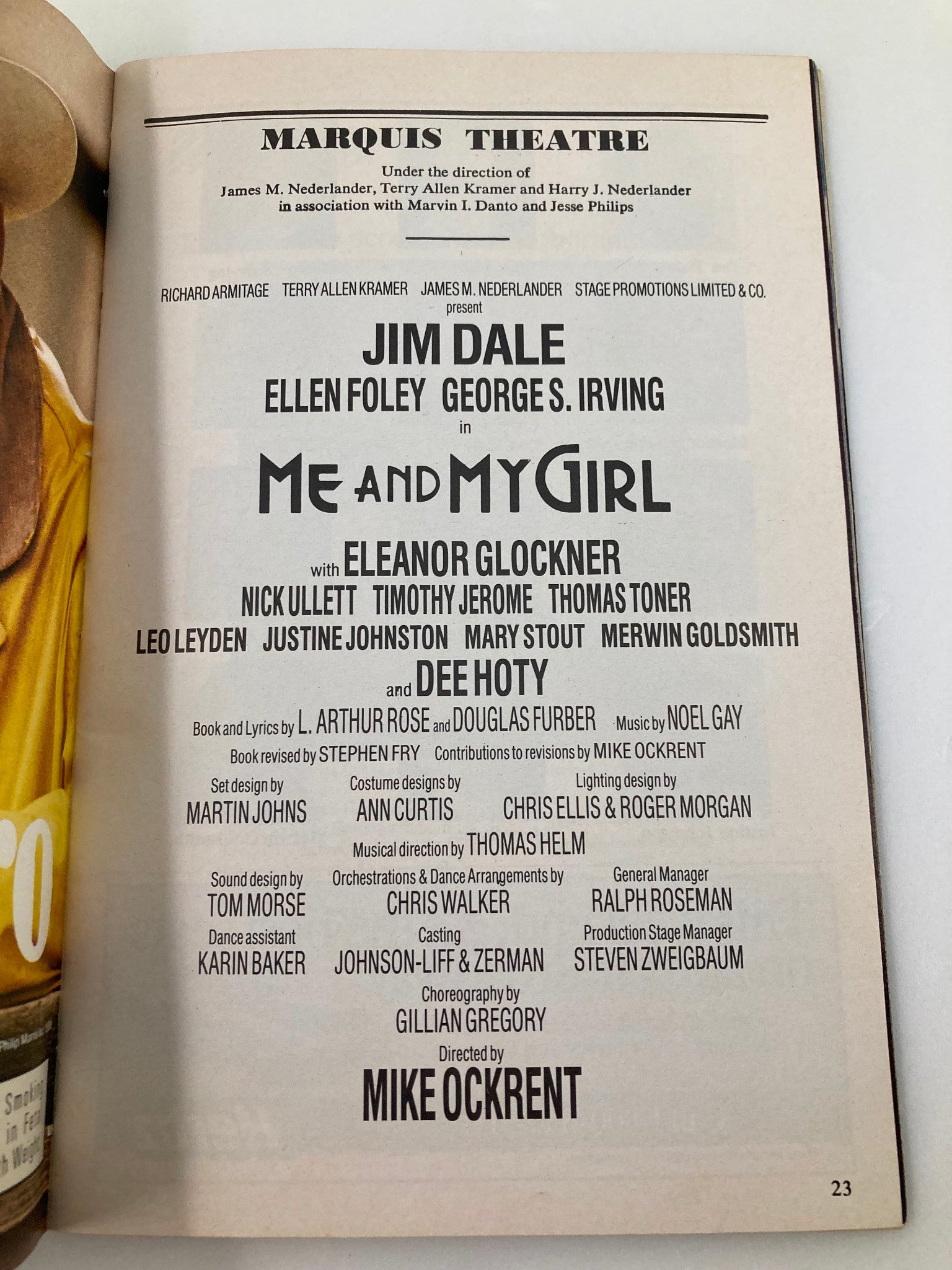 1989 Playbill Marquis Theatre Jim Dale, Ellen Foley in Me and My Girl