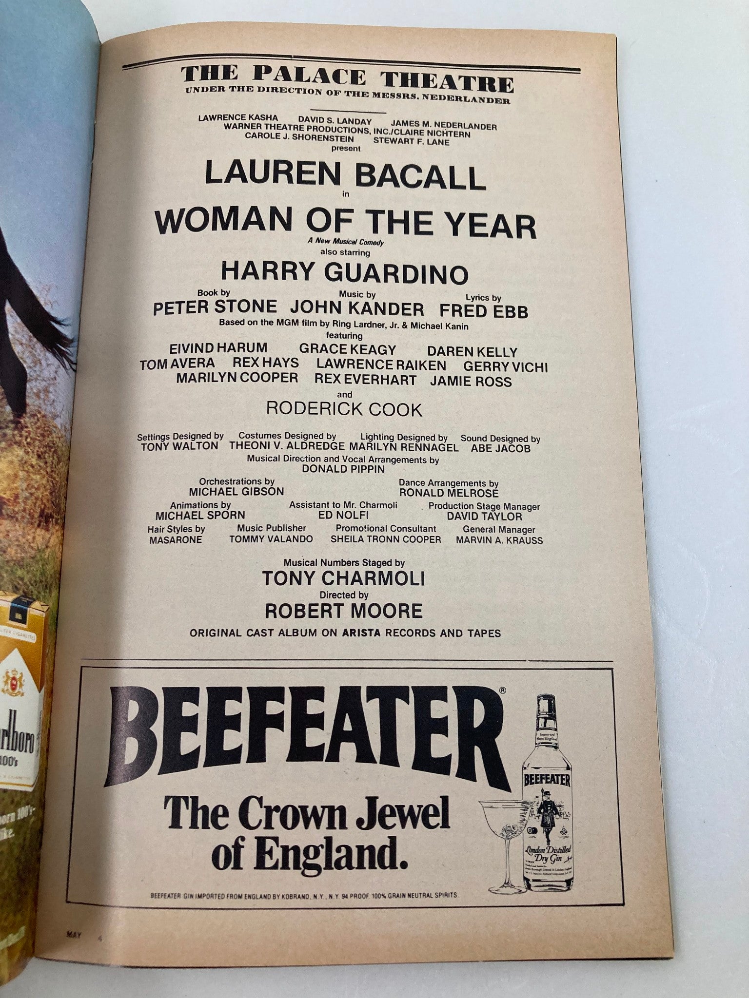 1981 Playbill The Palace Theatre Lauren Bacall in Woman of the Year