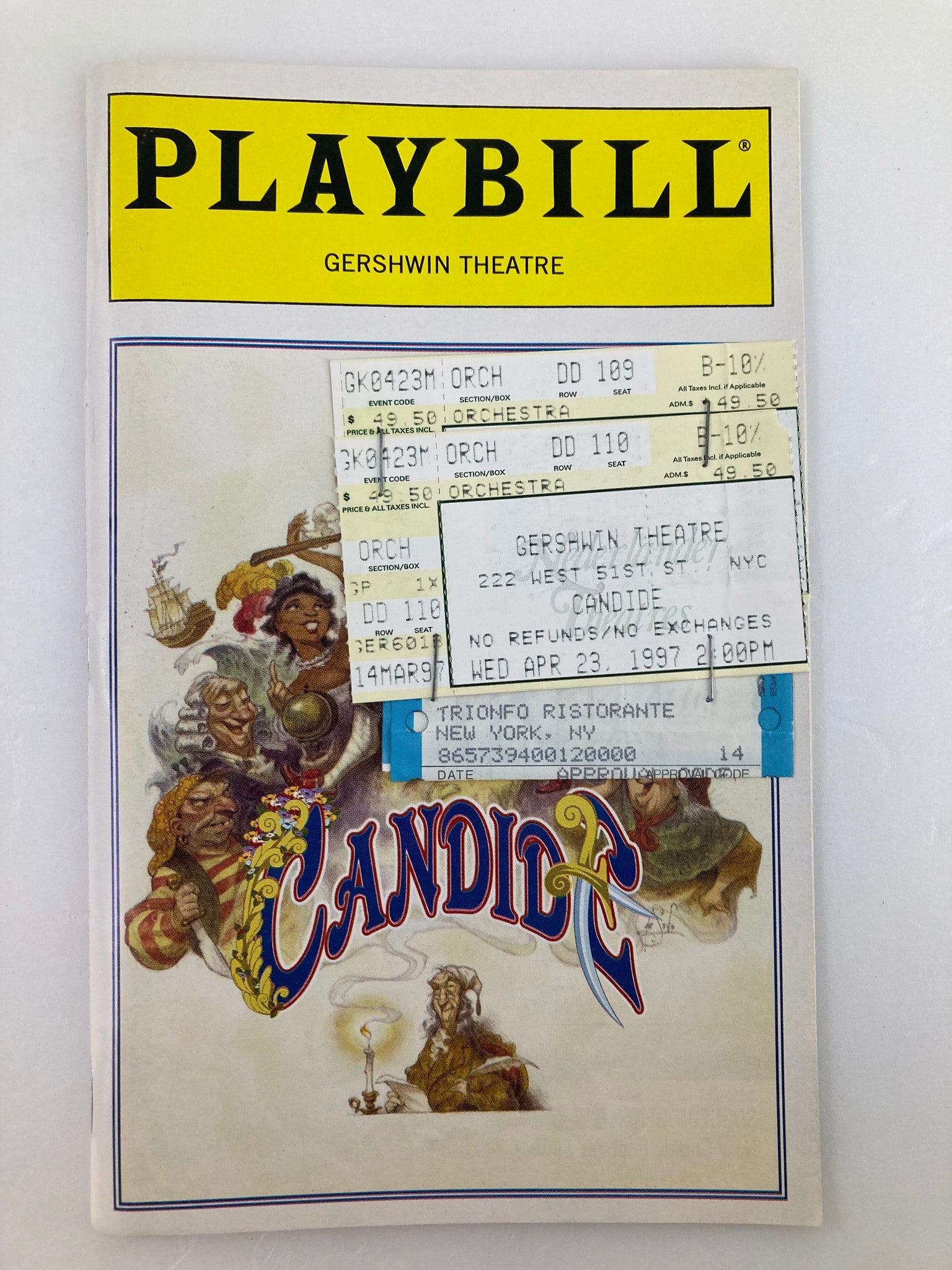 1997 Playbill Gershwin Theatre Jim Dale, Harolyn Blackwell in Candide