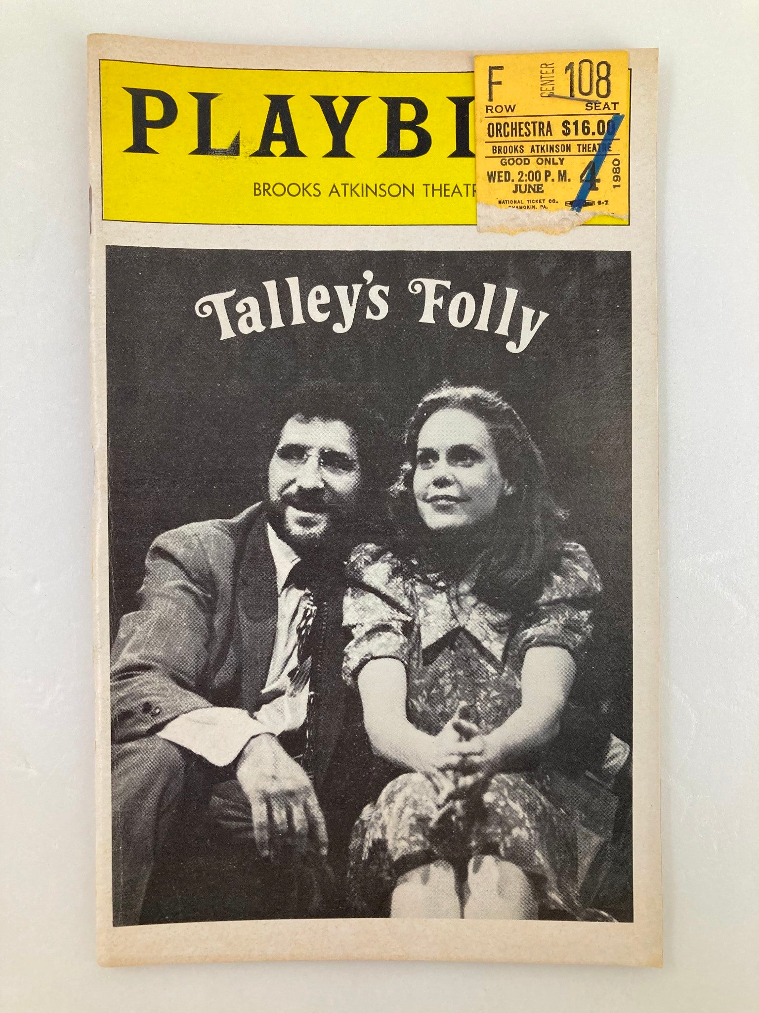 1980 Playbill Brooks Atkinson Theatre Judd Hirsch in Talley's Folly