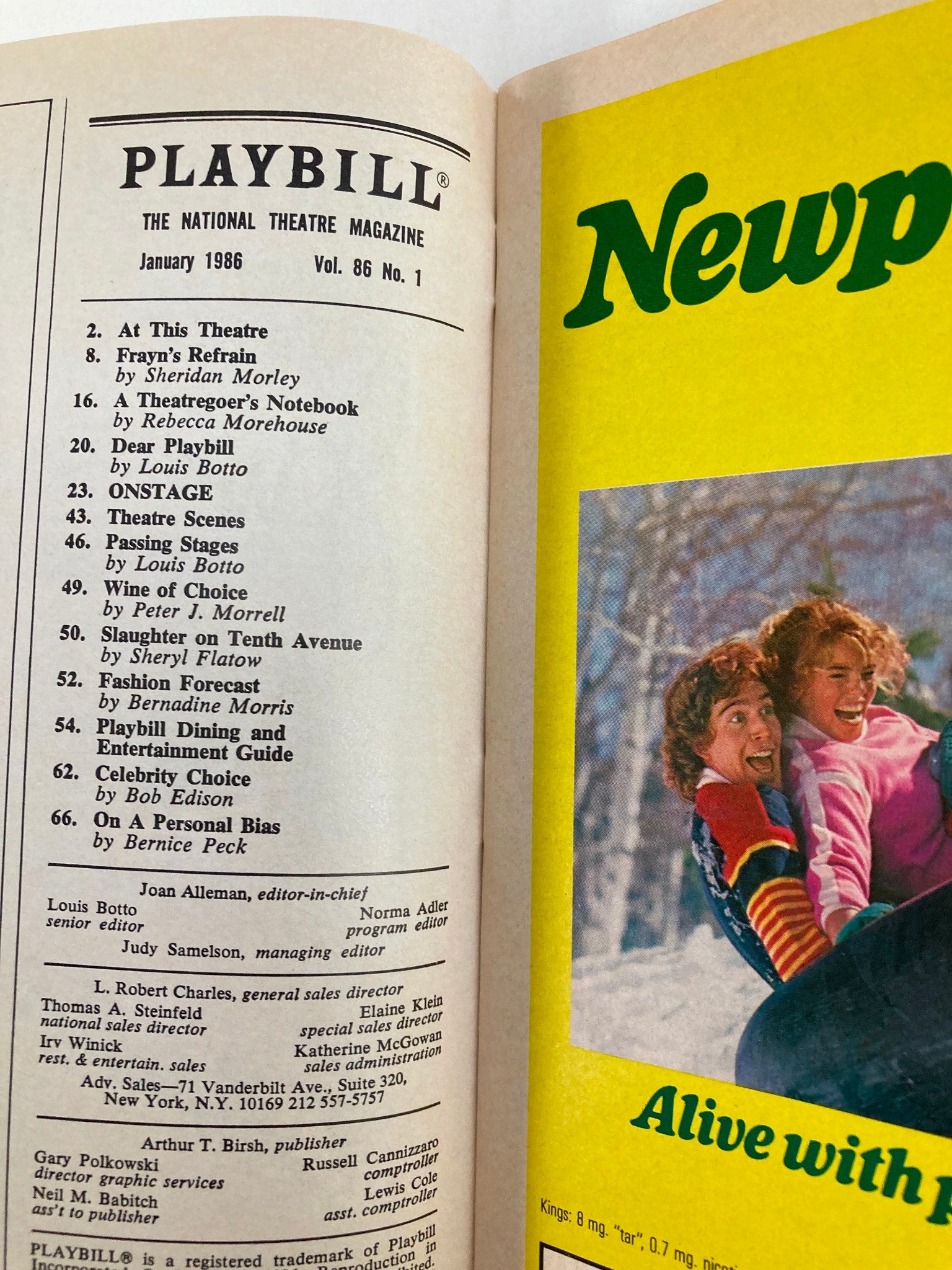 1986 Playbill Royale Theatre Bernadette Peters, Victoria Barbee in Song & Dance