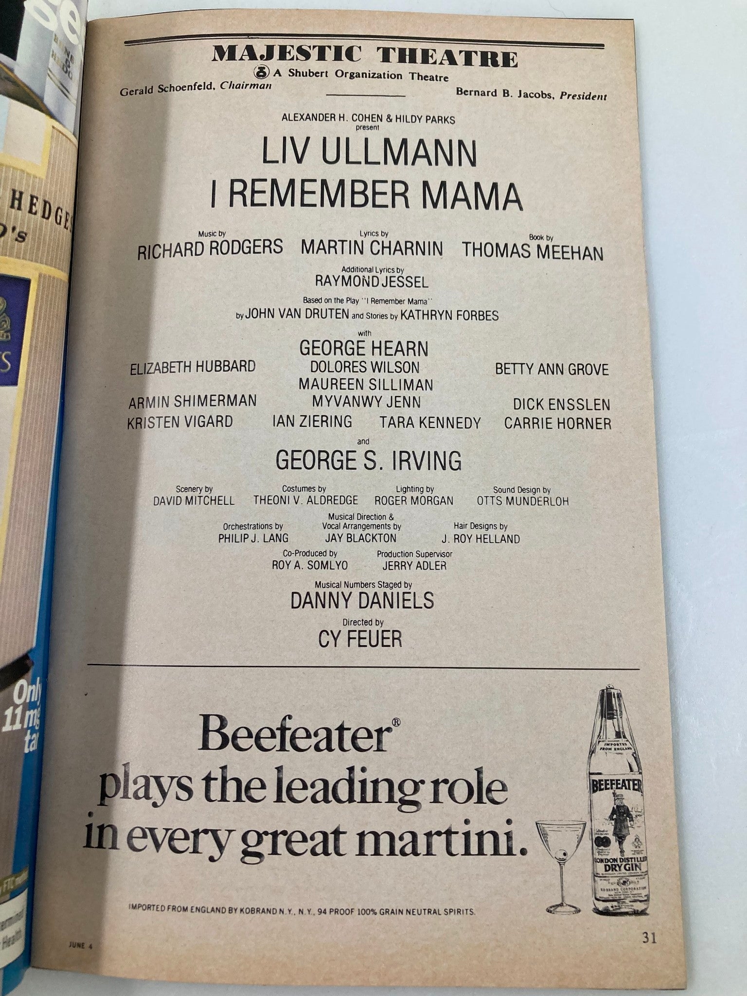 1979 Playbill Majestic Theatre Luv Ullmann, George Irving in I Remember Mama