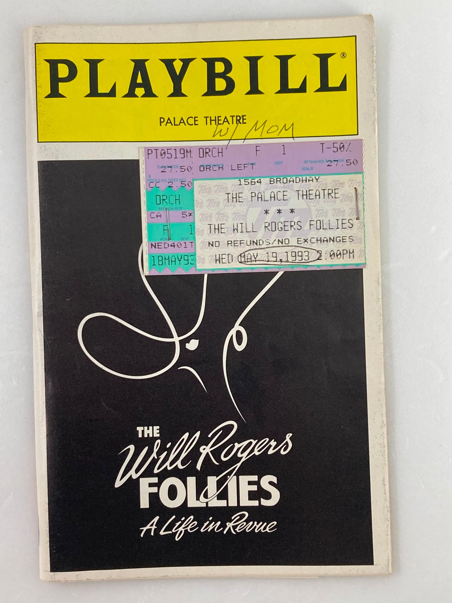 1993 Playbill Palace Theatre Larry Gatlin, Gregory Peck in Will Rogers Follies