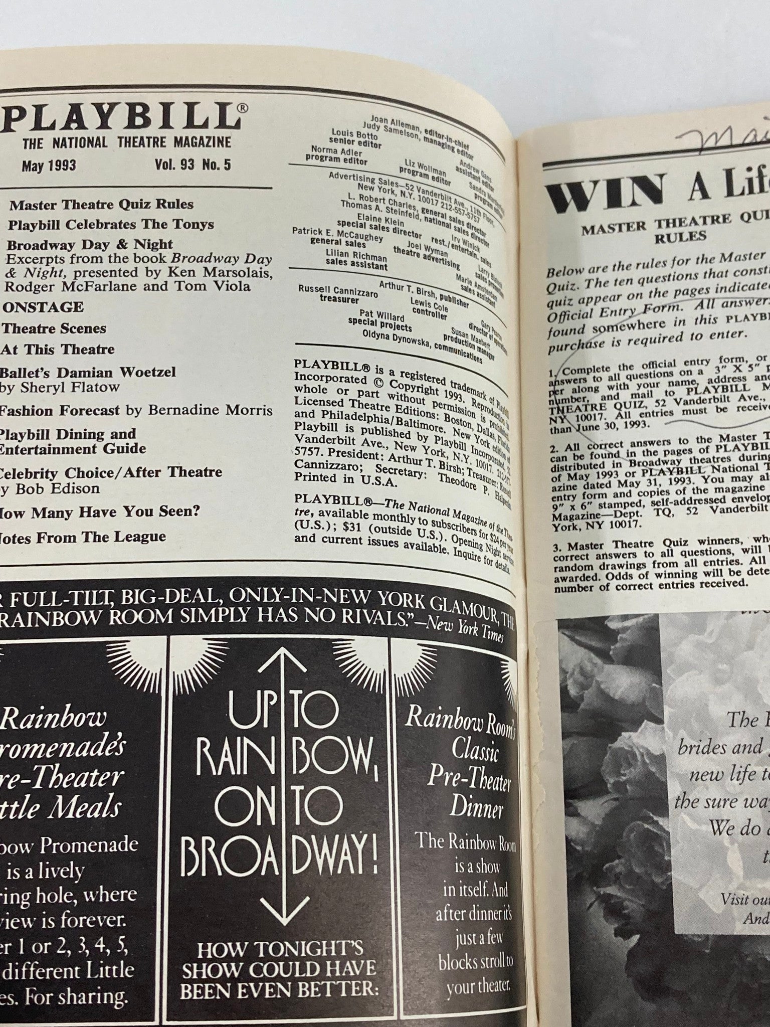 1993 Playbill Palace Theatre Larry Gatlin, Gregory Peck in Will Rogers Follies