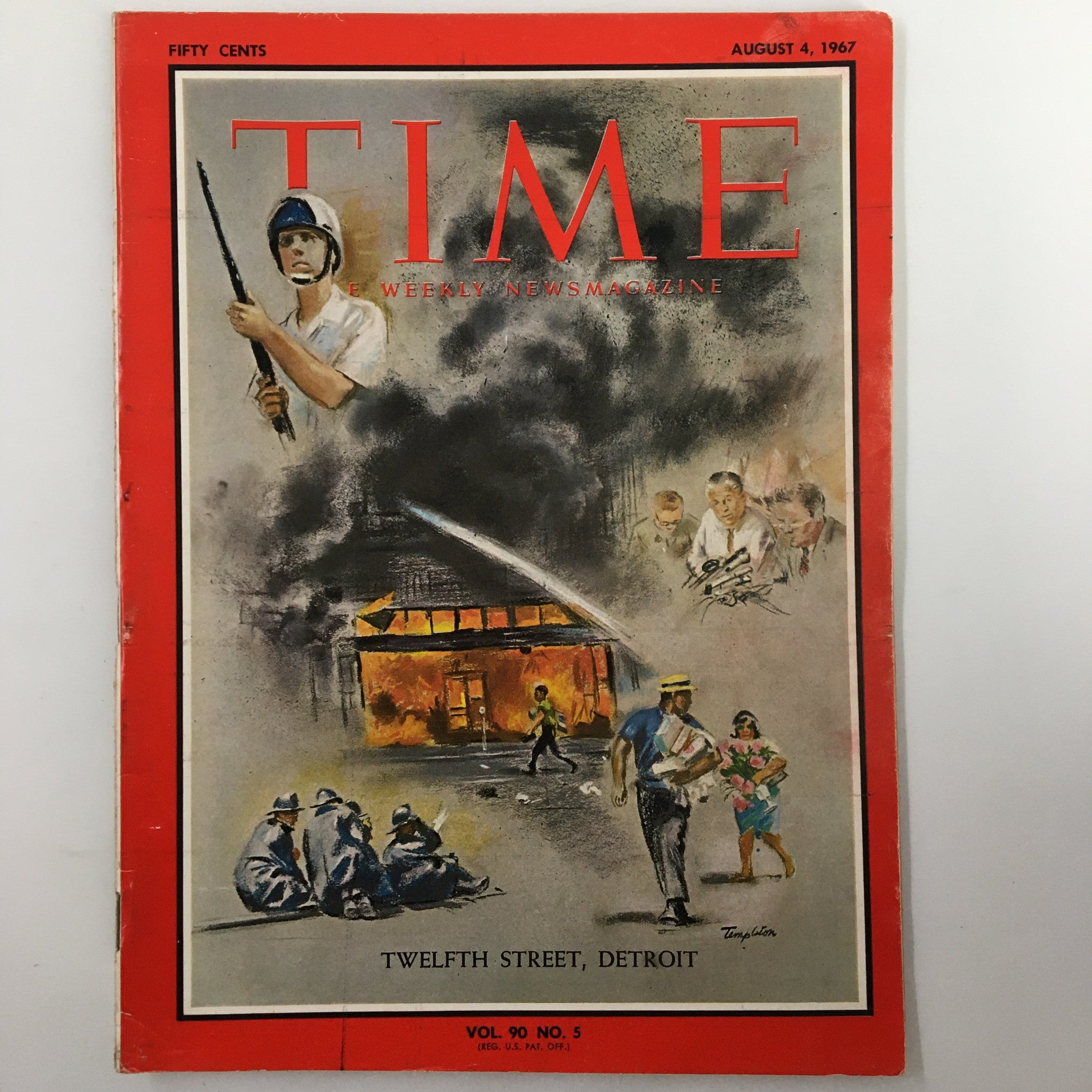 VTG Time Magazine August 4 1967 Vol. 90 No. 5 Twelfth Street of Detroit No Label