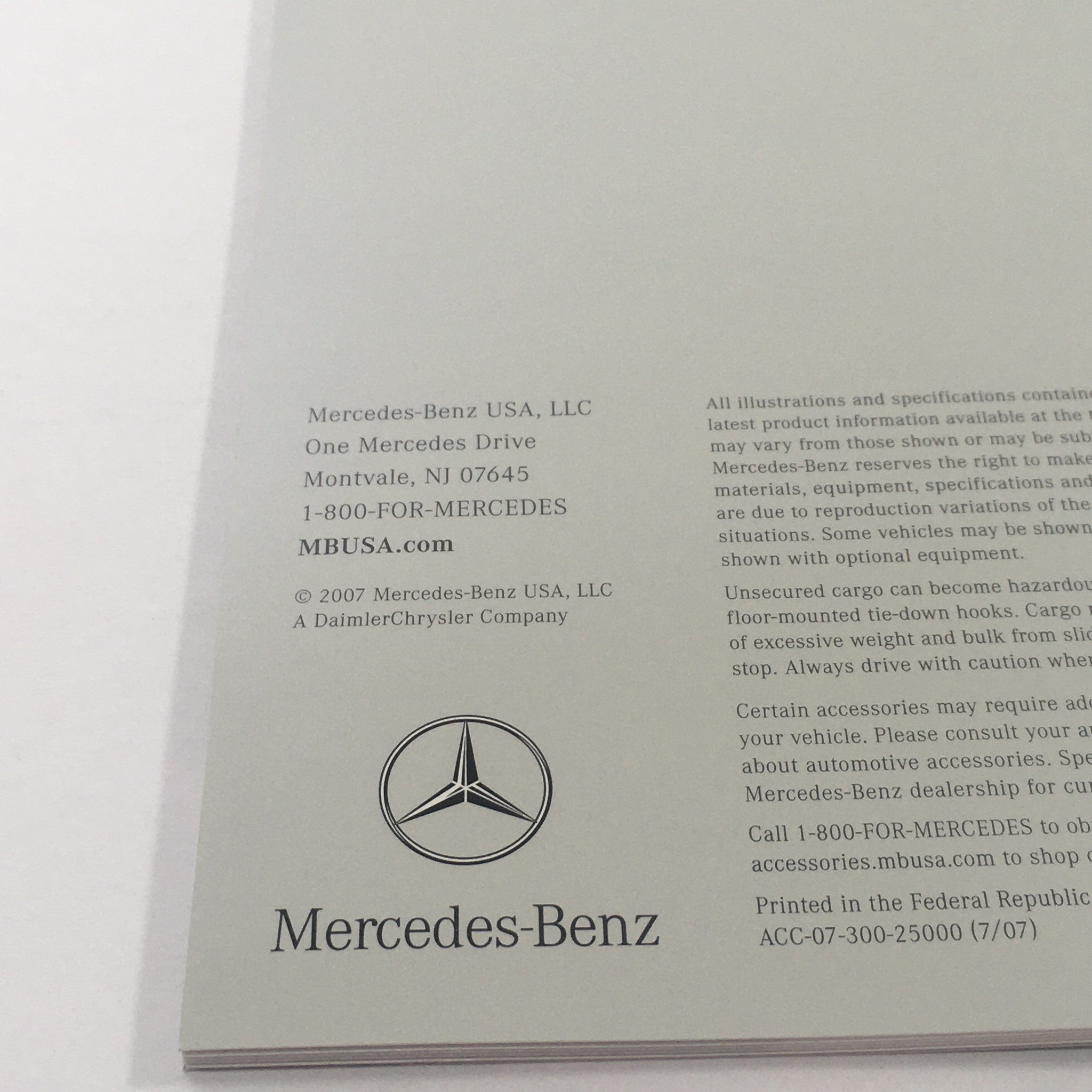 2007 Mercedes-Benz C-Class Accessories Dealership Car Auto Brochure Catalog