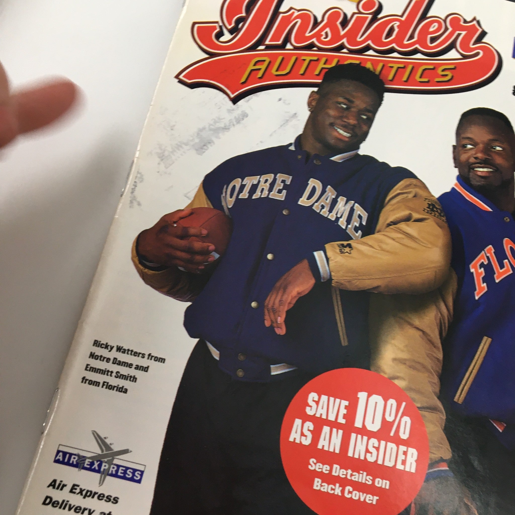 Cover of Sports Illustrated Magazine Fall 1995 featuring Ricky Watters from Notre Dame and Emmitt Smith from Florida, showcasing vintage sports memorabilia.