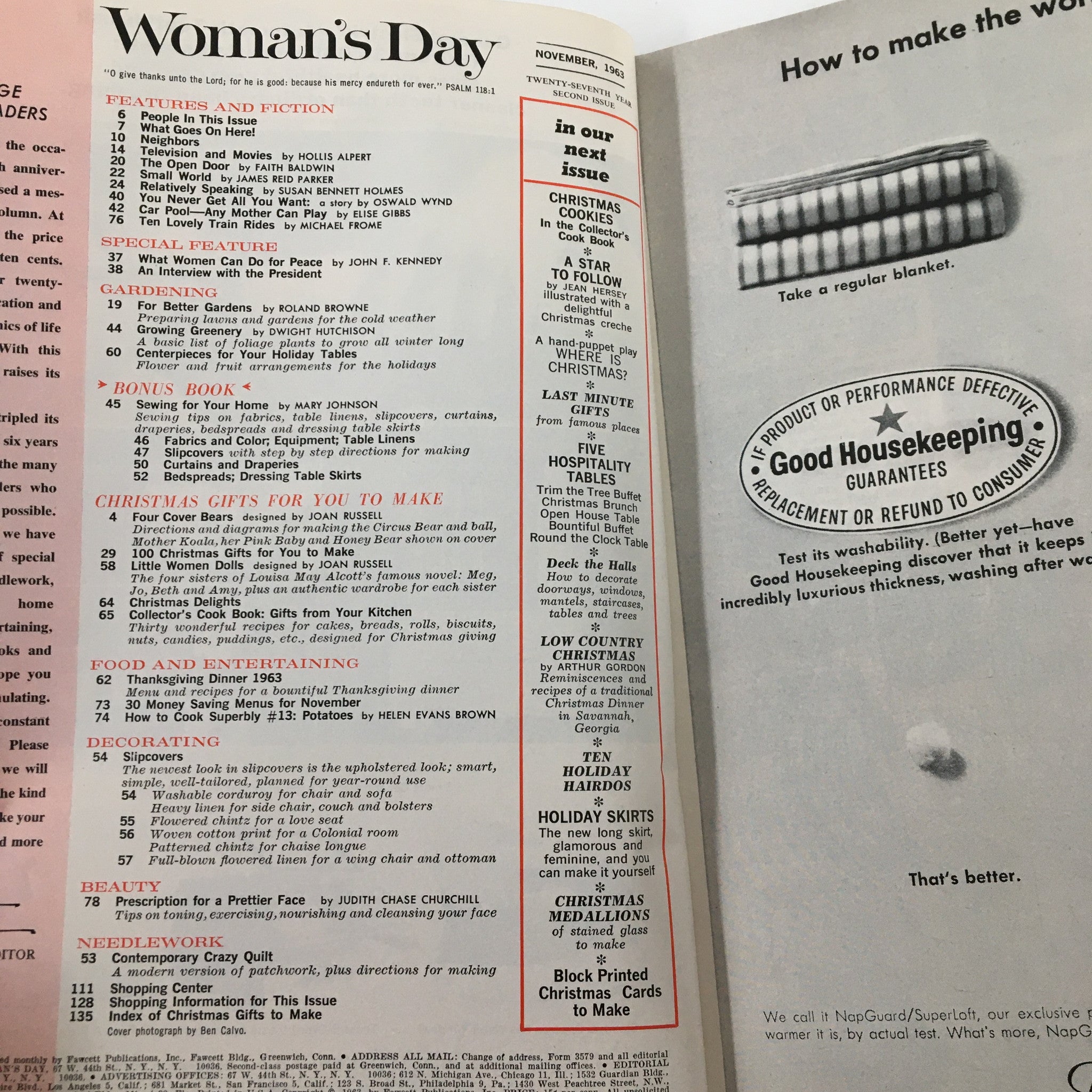 VTG Woman's Day Magazine November 1963 Ten Lovely Train Rides No Label