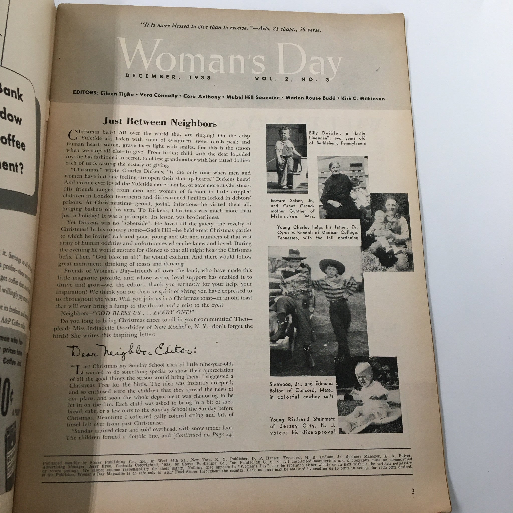 VTG Woman's Day Magazine December 1938 Long Live Santa Claus No Label