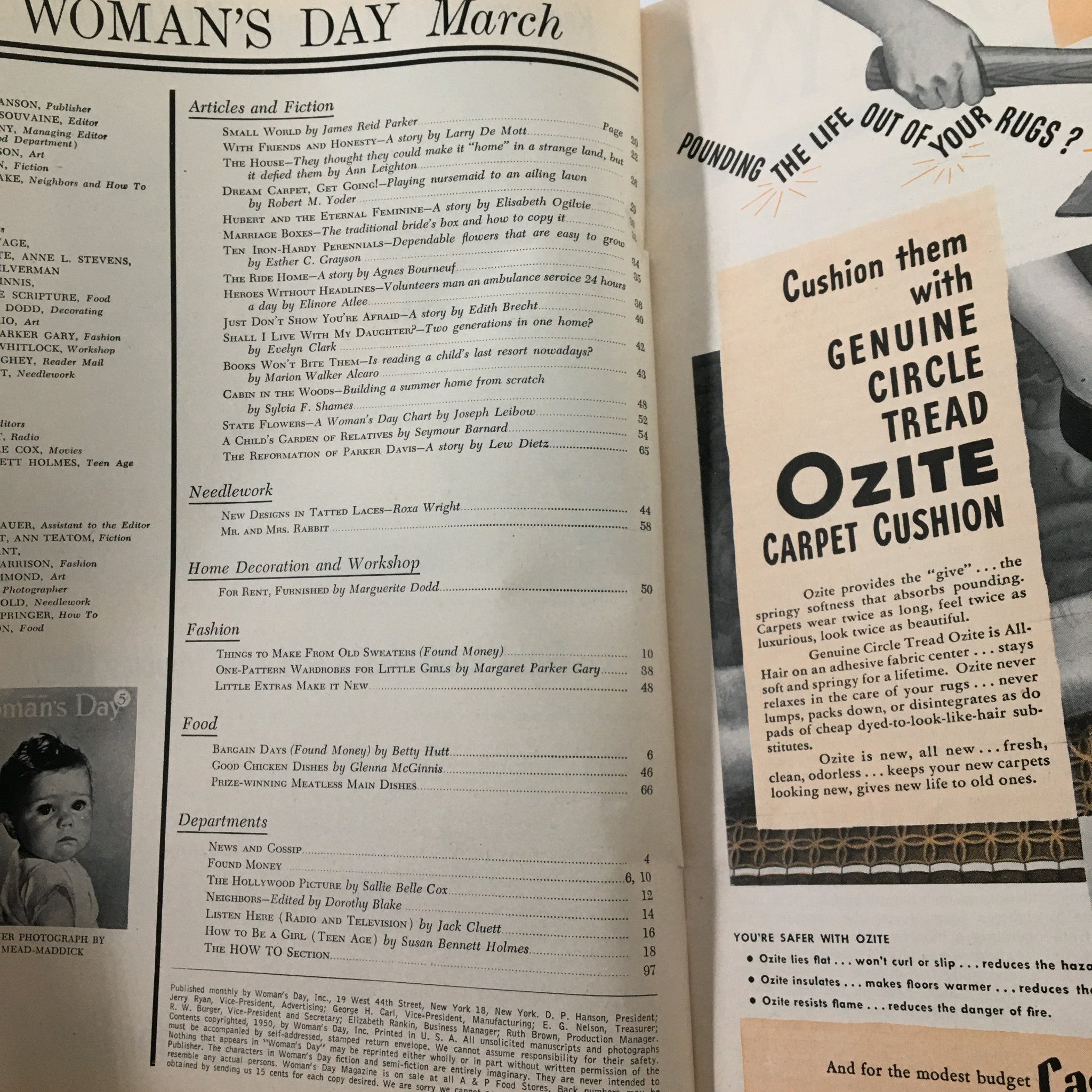 VTG Woman's Day Magazine March 1950 Just Don't Show You're Afraid No Label