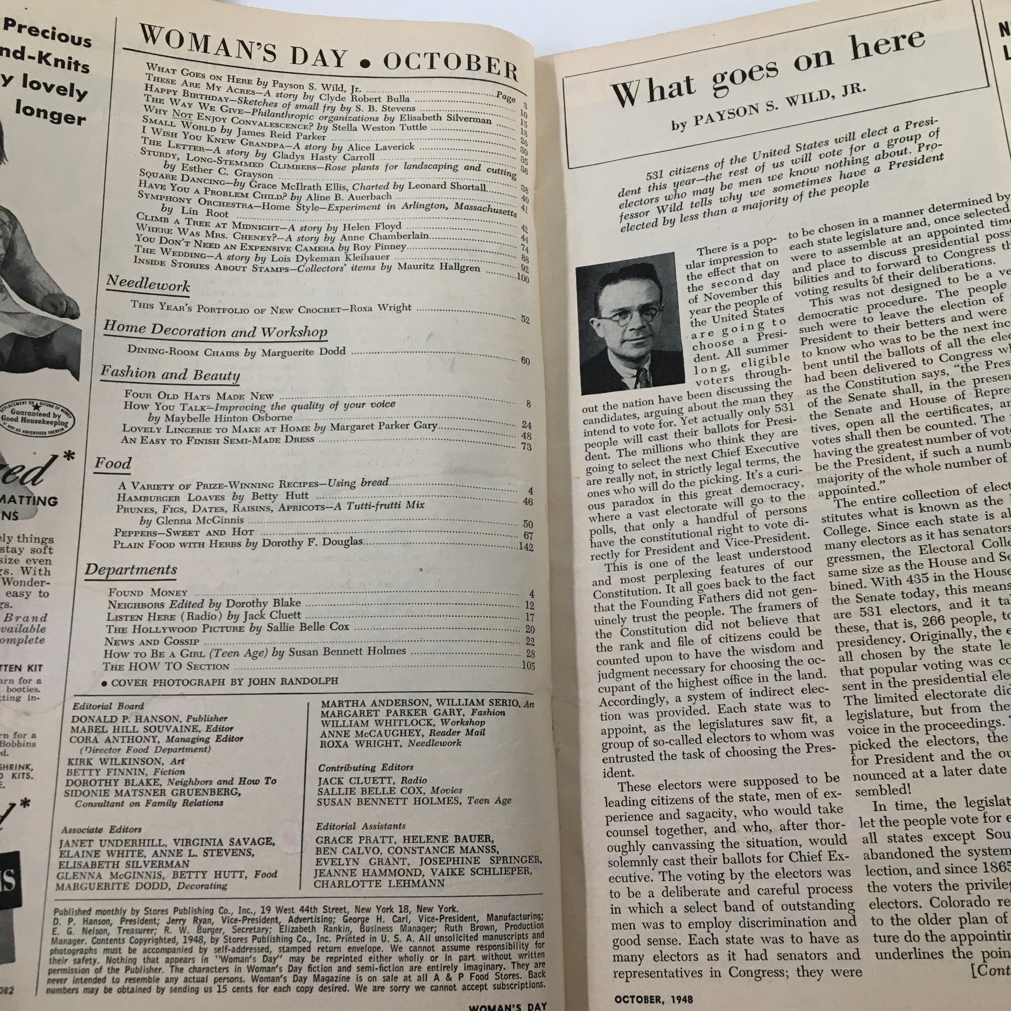 VTG Woman's Day Magazine October 1948 I Wish You Knew Grandpa A Story No Label