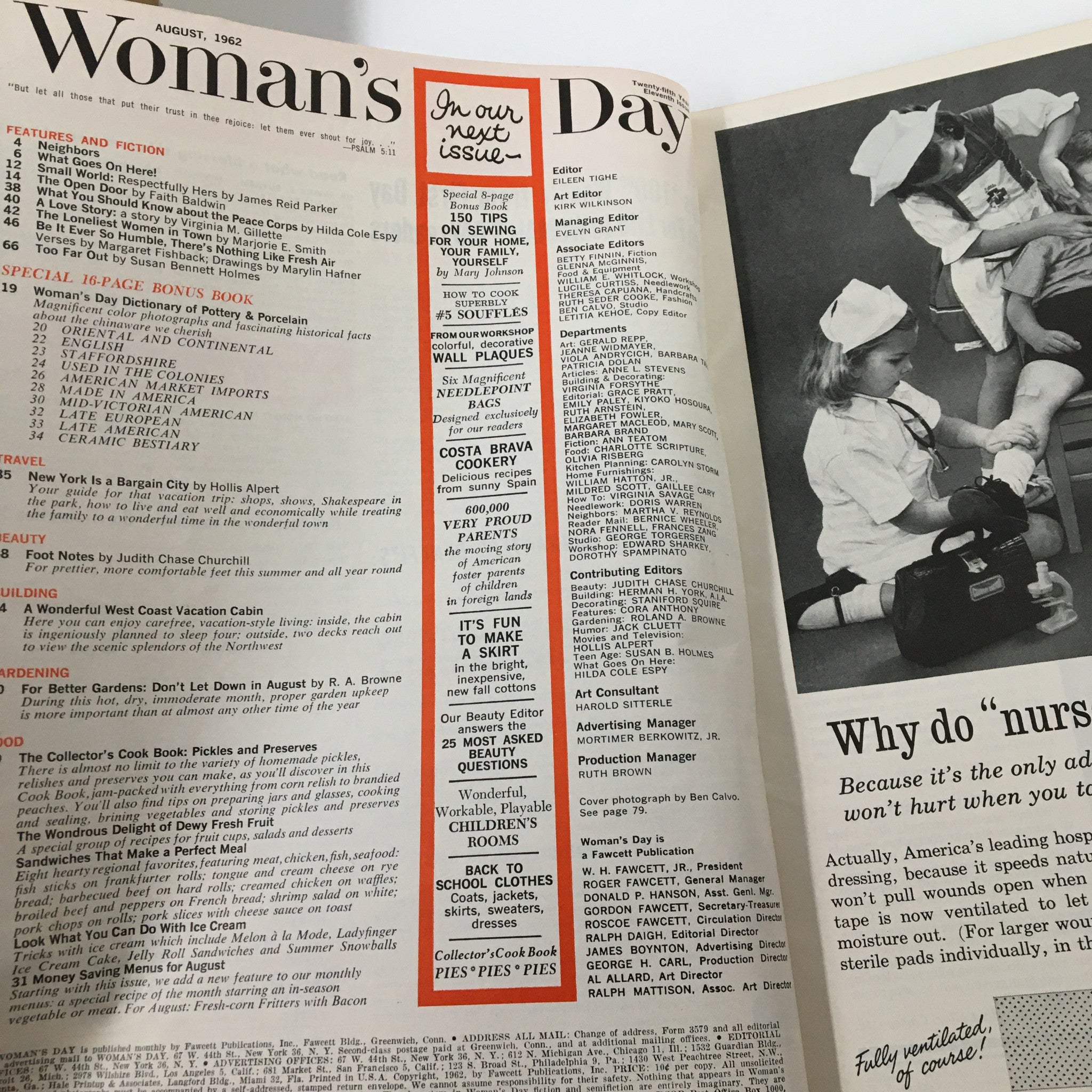 VTG Woman's Day Magazine August 1962 The Loneliest Woman in Town No Label