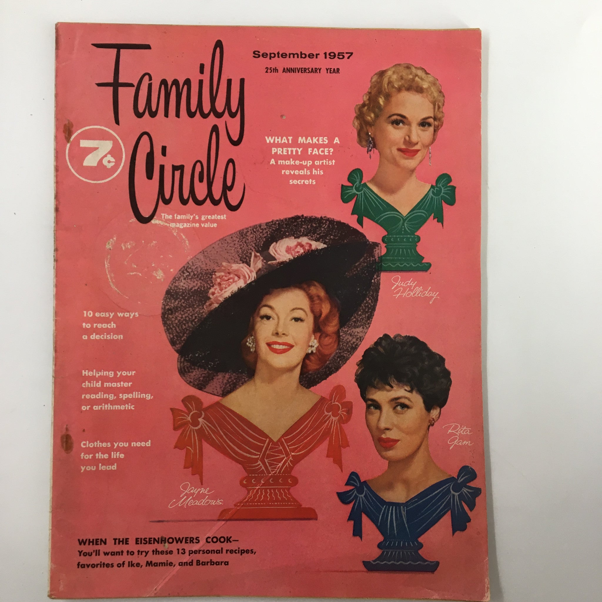 VTG Family Circle Magazine September 1957 Judy Holliday, Rita Gam No Label