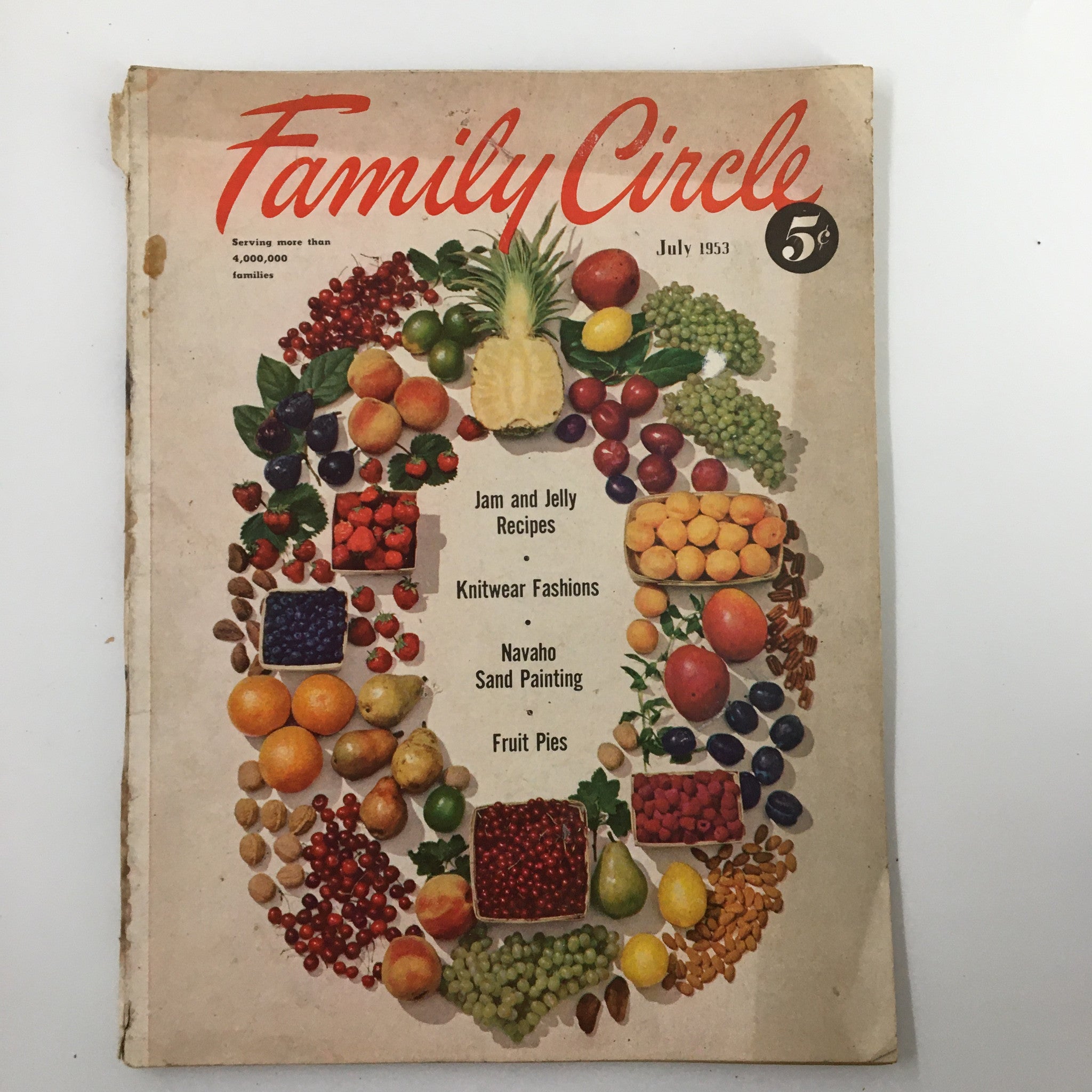 VTG Family Circle Magazine July 1953 Navaho Sand Painting Fruit Pies No Label