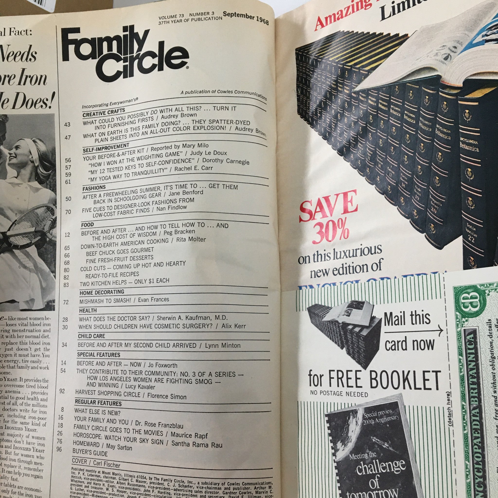 VTG Family Circle Magazine September 1968 Beef Chuck Goes Gourmet No Label