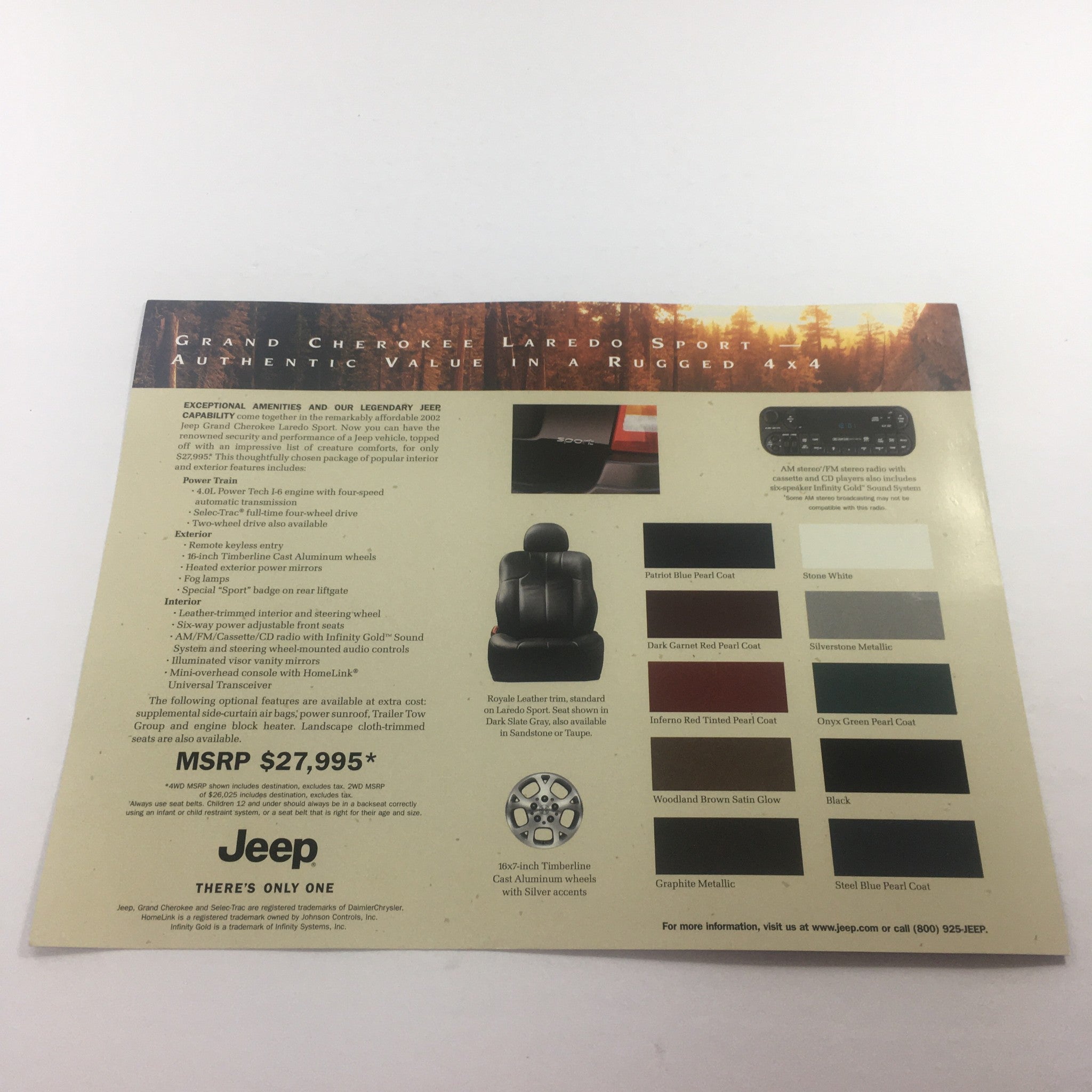 2002 Jeep Grand Cherokee Laredo Sport Dealership Car Auto Brochure Catalog