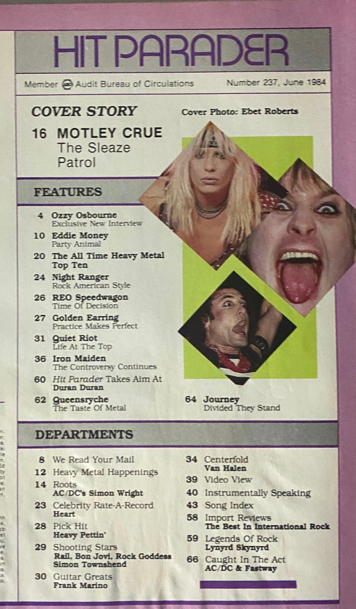 Hit Parader June 1984 Mötley Crüe Vintage Magazine