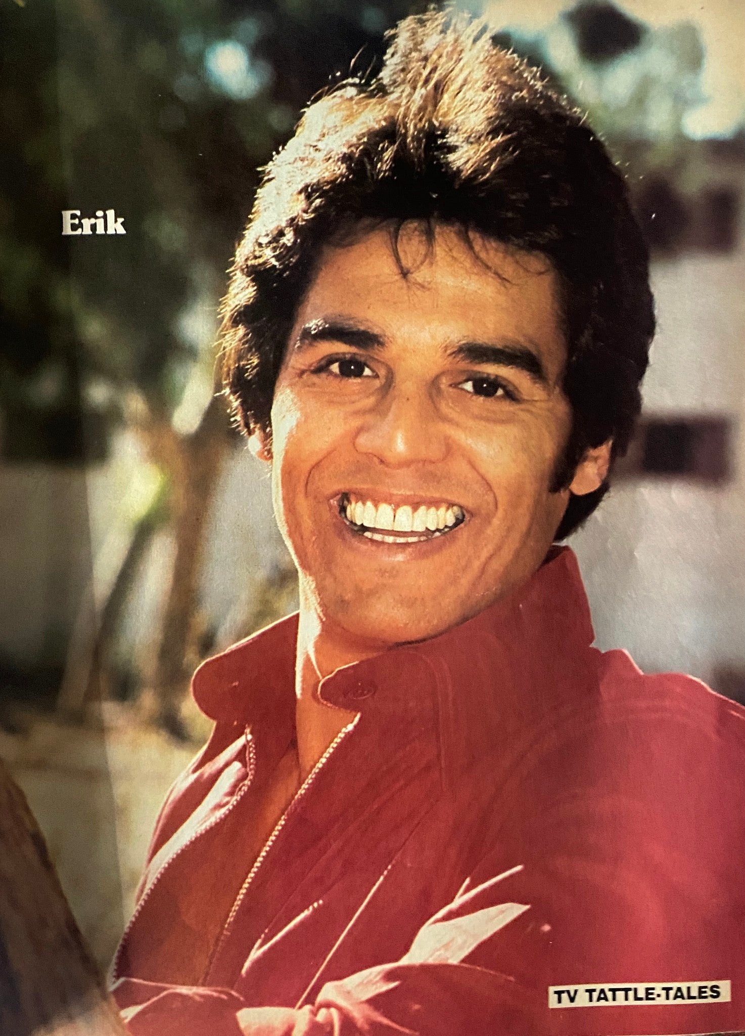 Portrait of Erik Estrada from 16 Magazine Presents TV Tattle-Tales Fall 1980, presenting the star with a bright smile, reflecting the vibrancy of the 1980s television era.