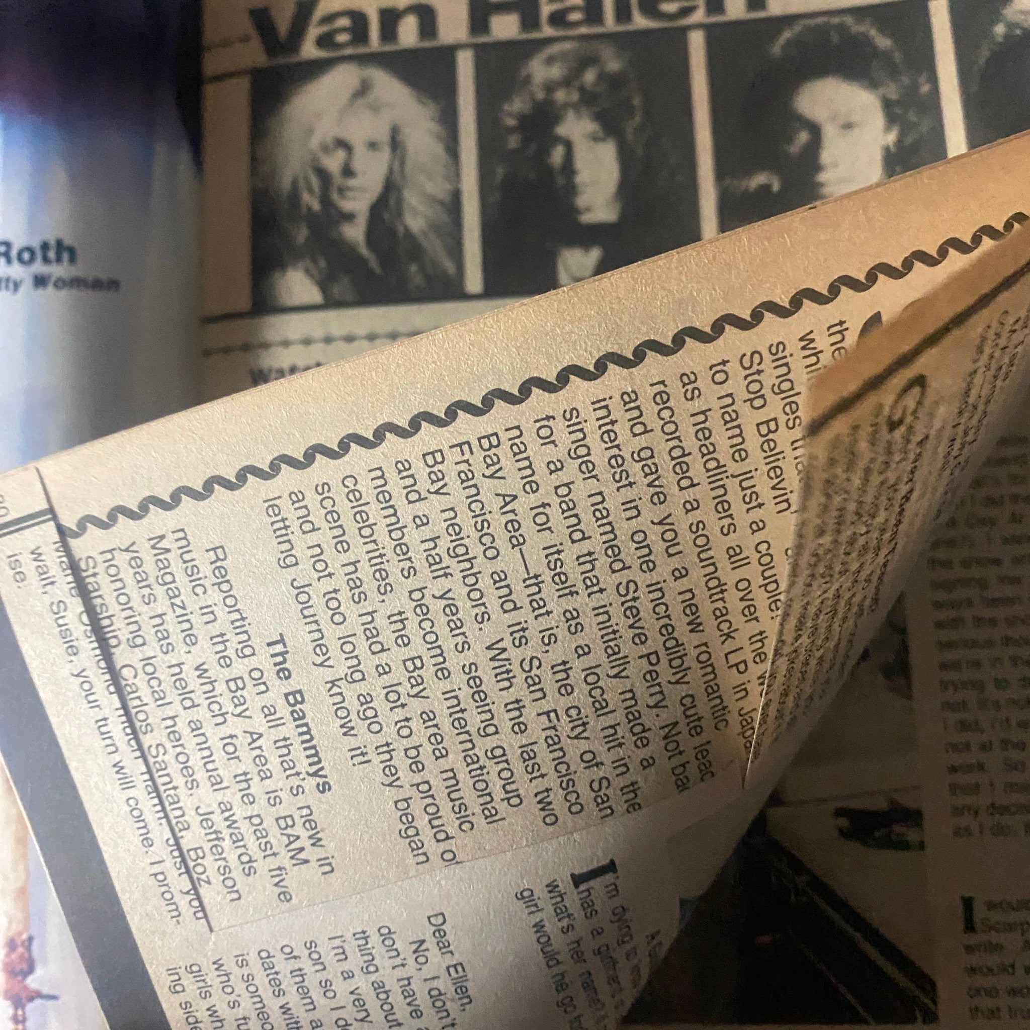 An article from the July 1982 issue of 16 Magazine discussing Van Halen and their cinematic appearances.