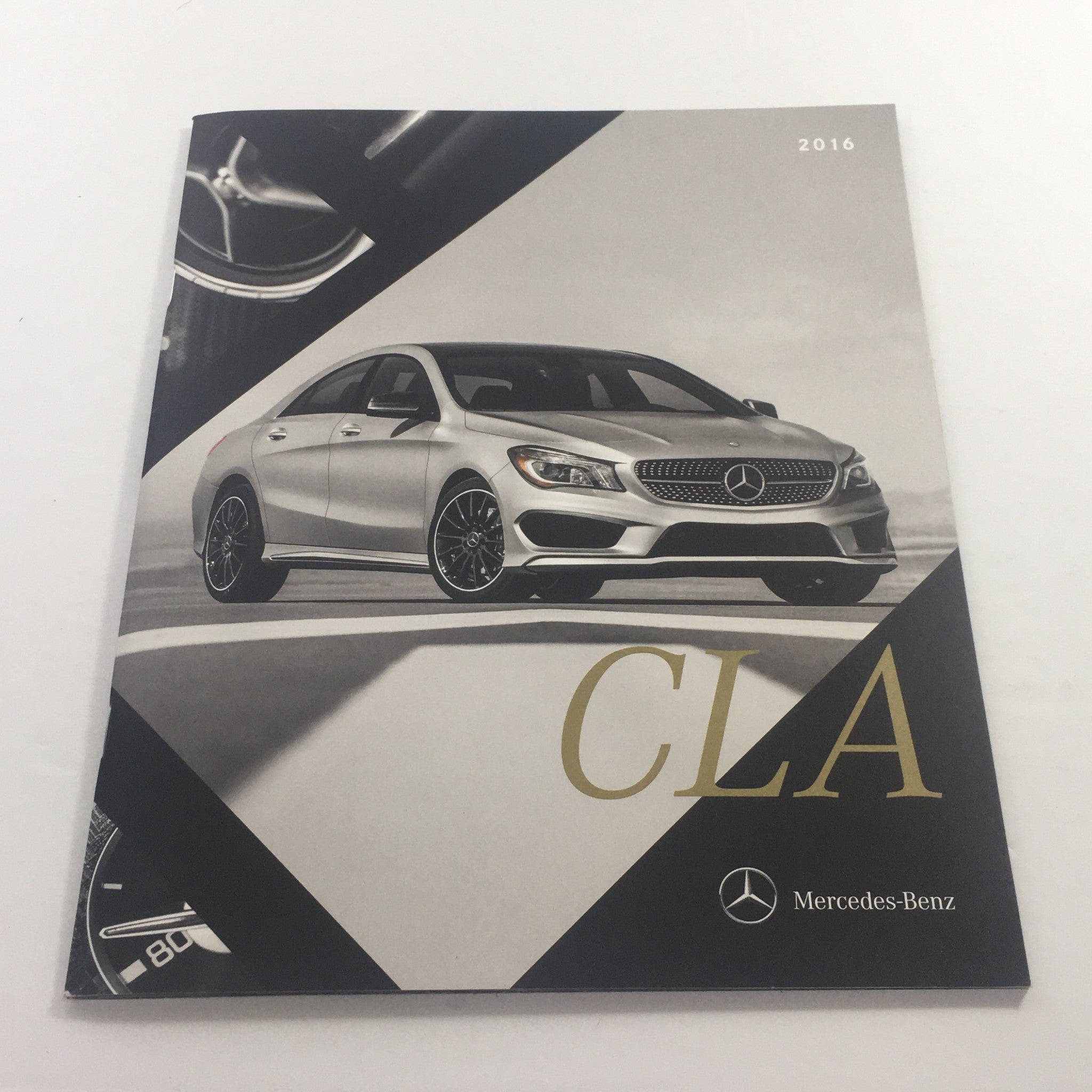 2016 Mercedes-Benz CLA Dealership Car Auto Brochure Catalog cover featuring a silver CLA model on a sleek road backdrop.