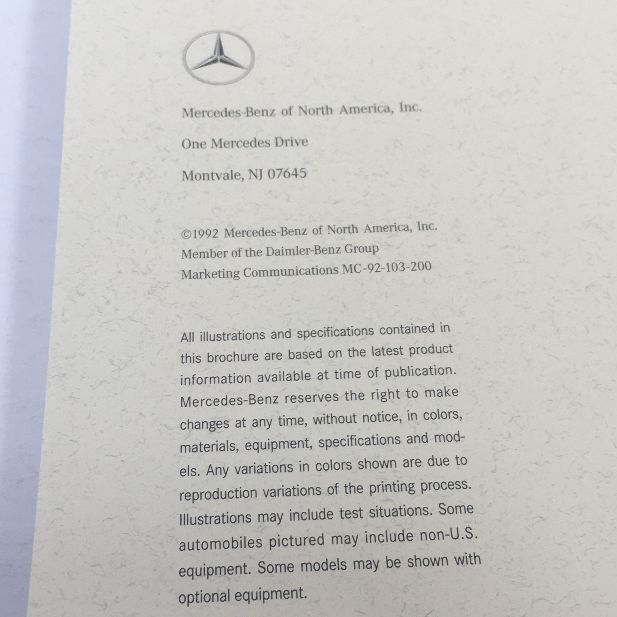 1993 Mercedes-Benz The 300-Class Sedan Dealership Car Auto Brochure Catalog