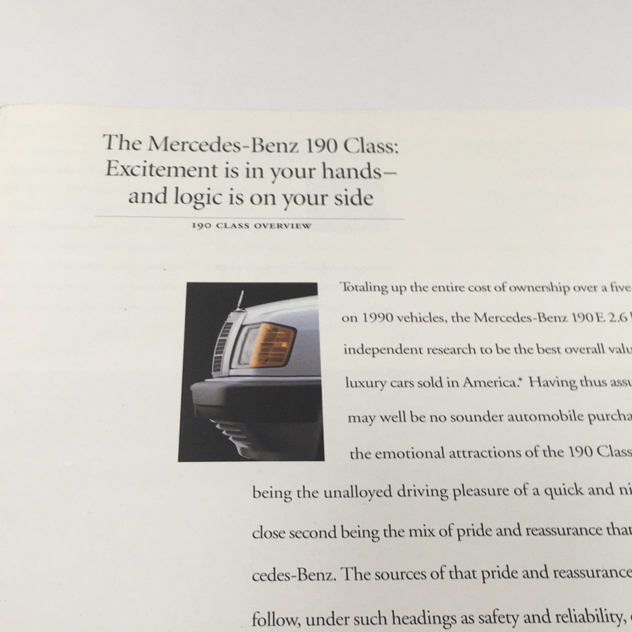 1991 Mercedes-Benz 190-Class Overview Dealership Car Auto Brochure Catalog