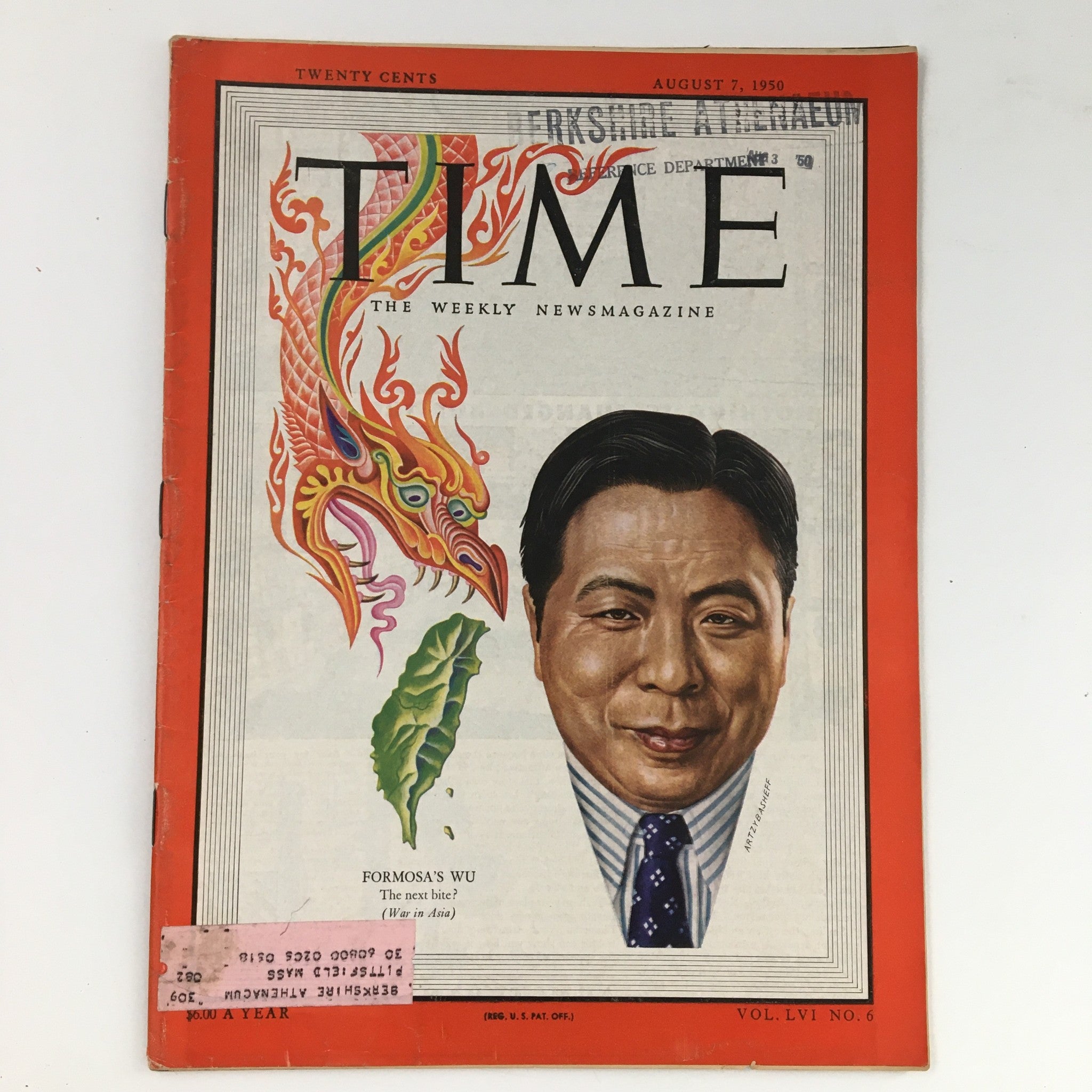 Time Magazine August 7 1950 Vol 56 #6 Political Figure & Historian K. C. Wu