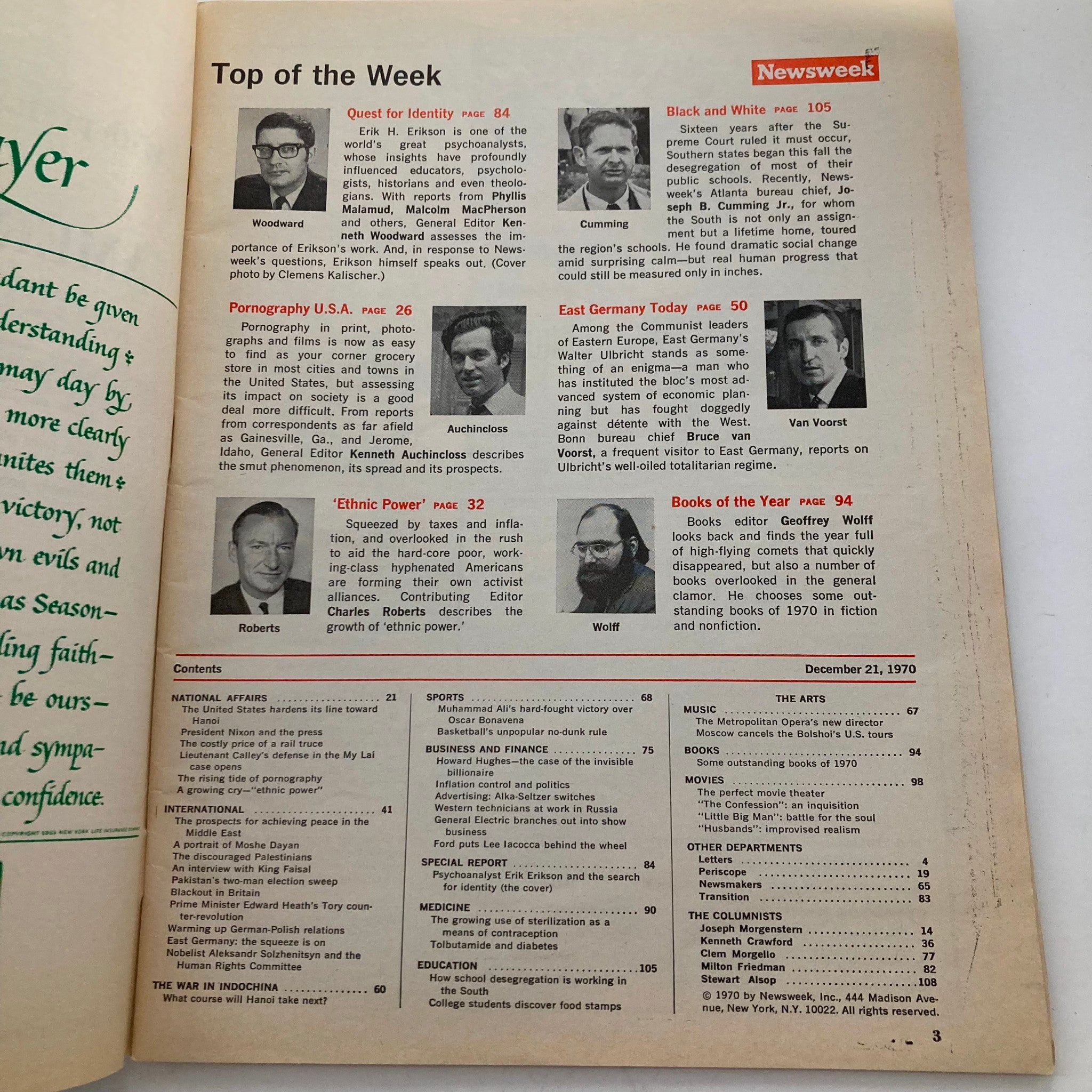 VTG Newsweek Magazine December 21 1970 Psychoanalyst Erik H. Erikson