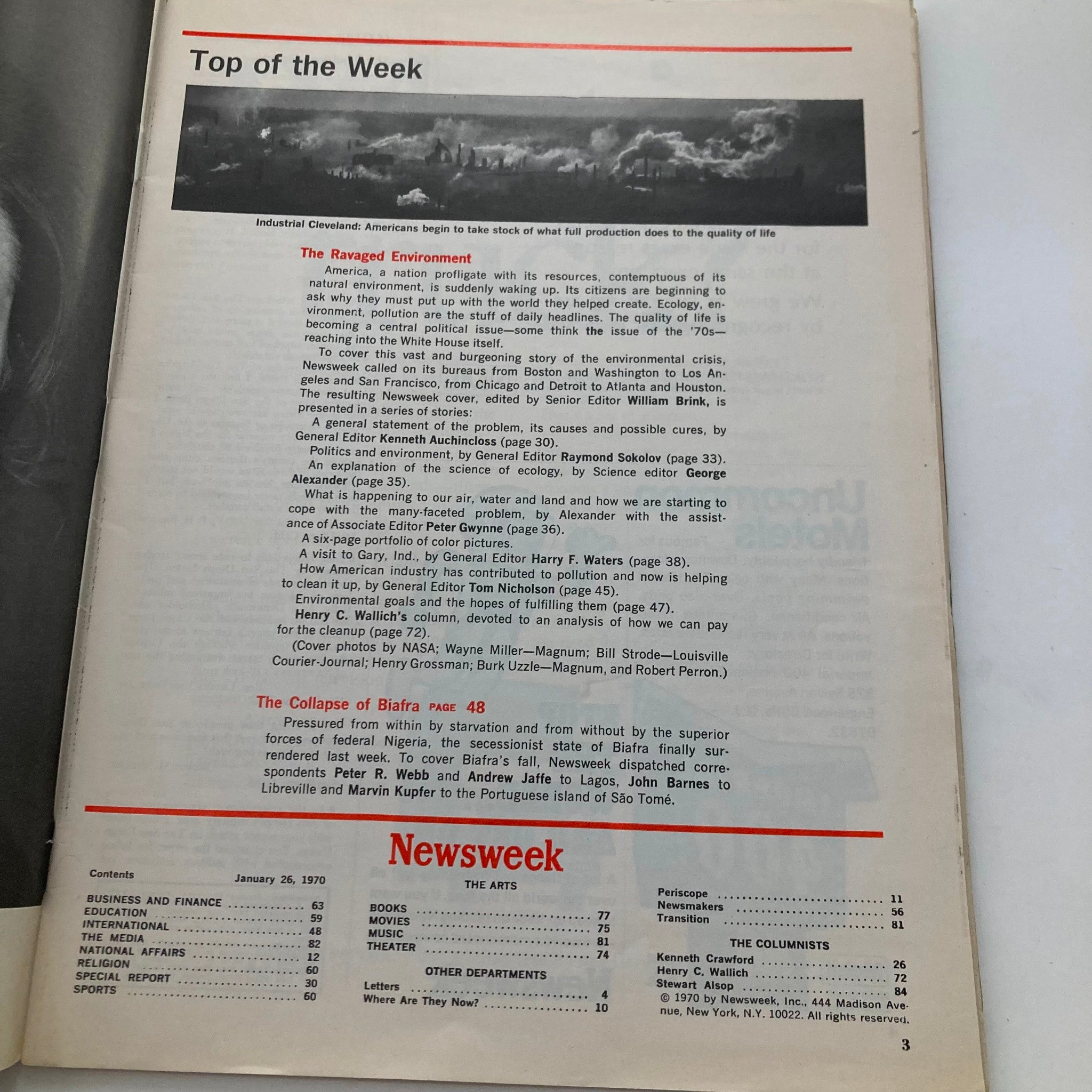 VTG Newsweek Magazine January 26 1970 The Ravaged Environment