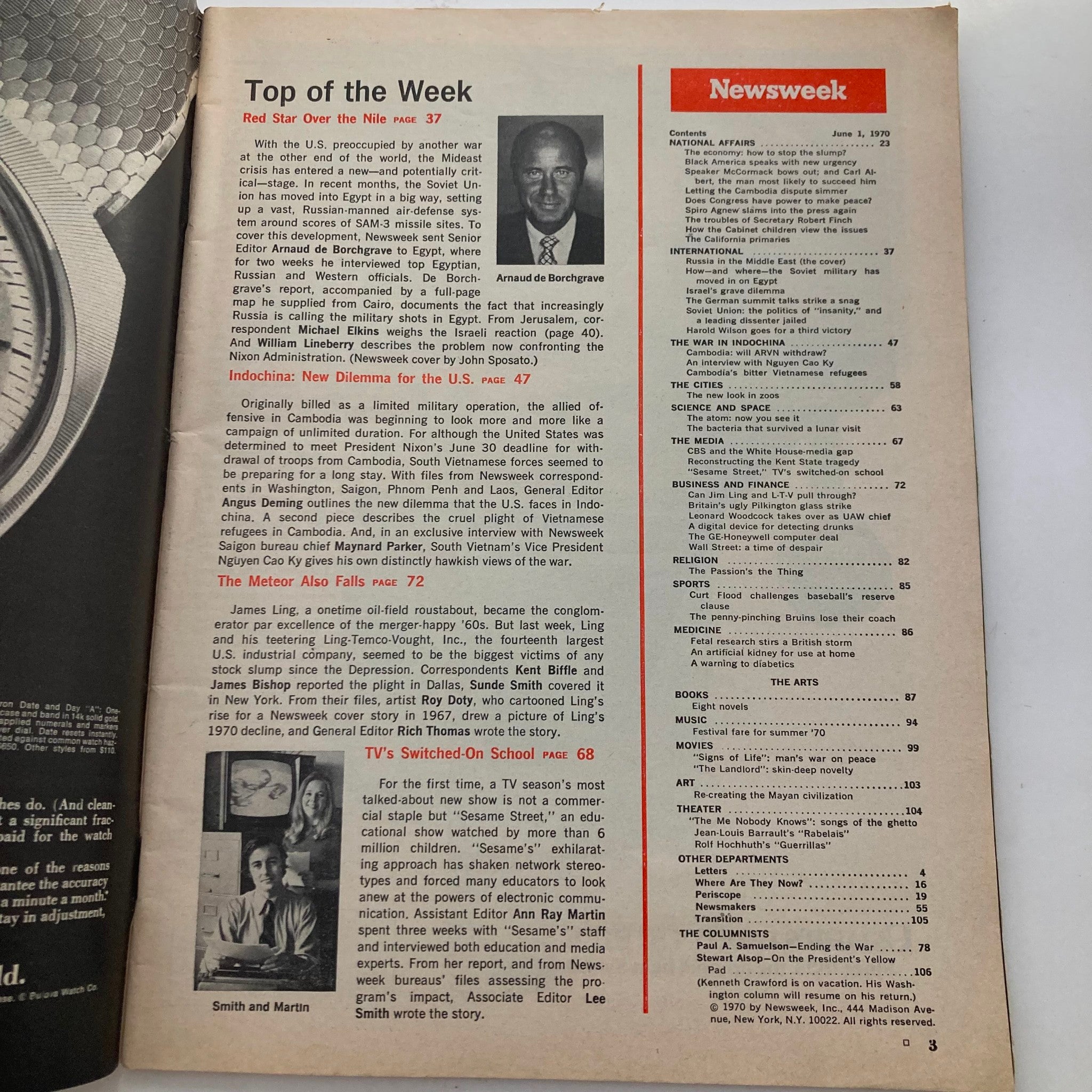 VTG Newsweek Magazine June 1 1970 Russia in the Mideast & Arnaud de Borchgrave