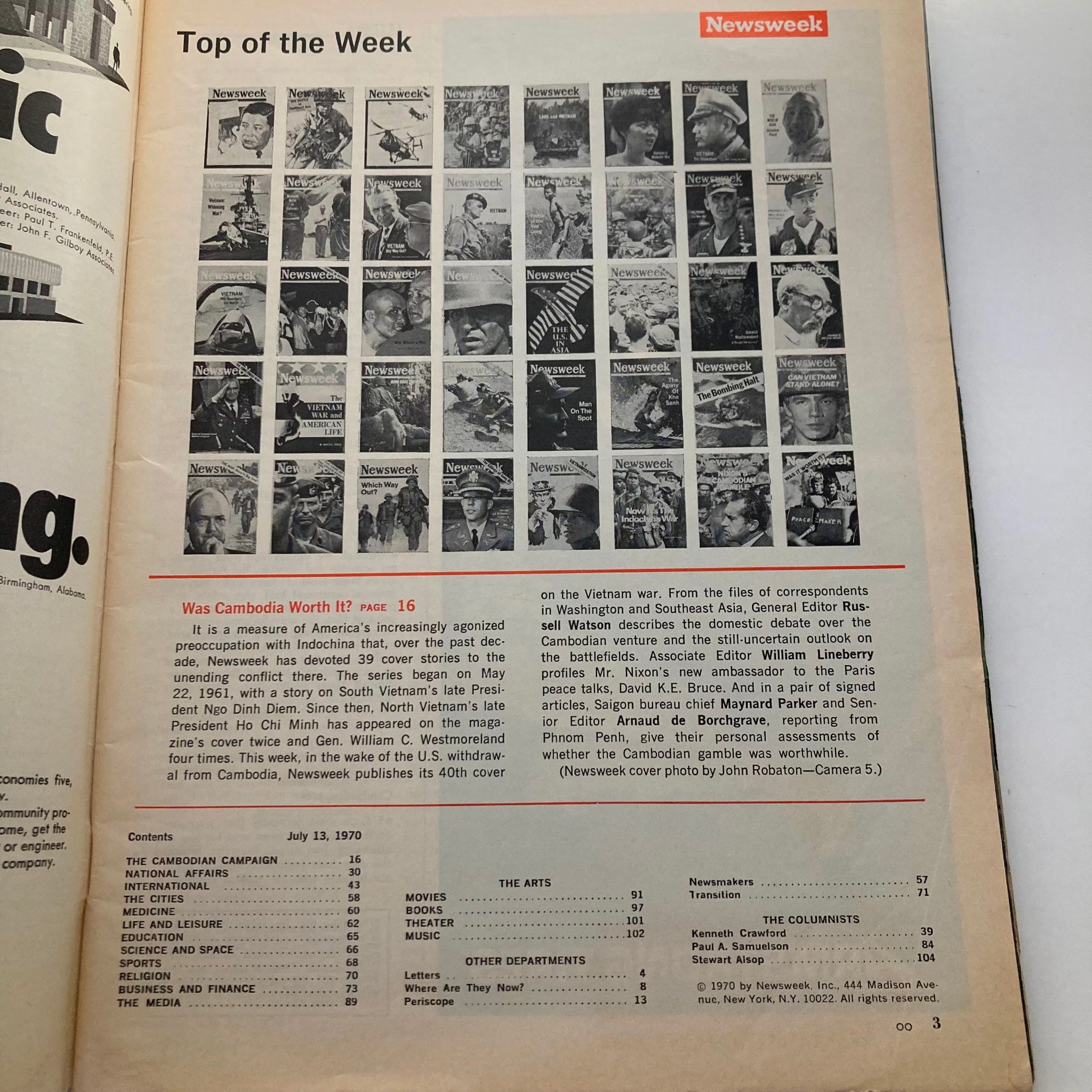 VTG Newsweek Magazine July 13 1970 The Cambodian Campaign Was It Worth It?